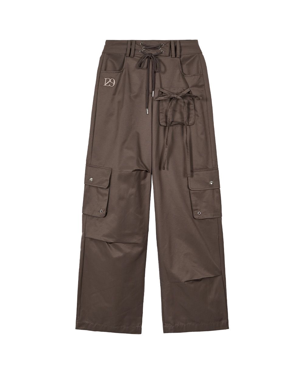 MUSINSA | ILLIGO String Cargo Banding Pants Brown
