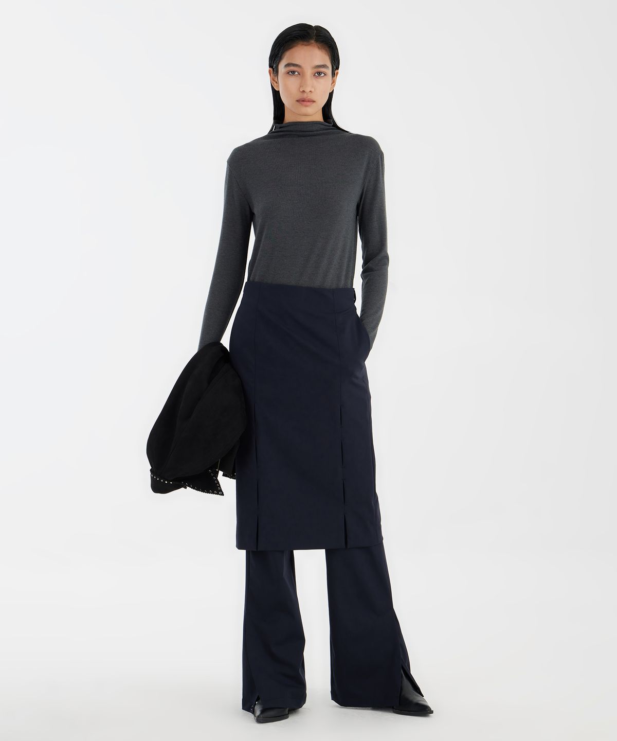 유스(YOUTH) Side-Slit Pants - Navy