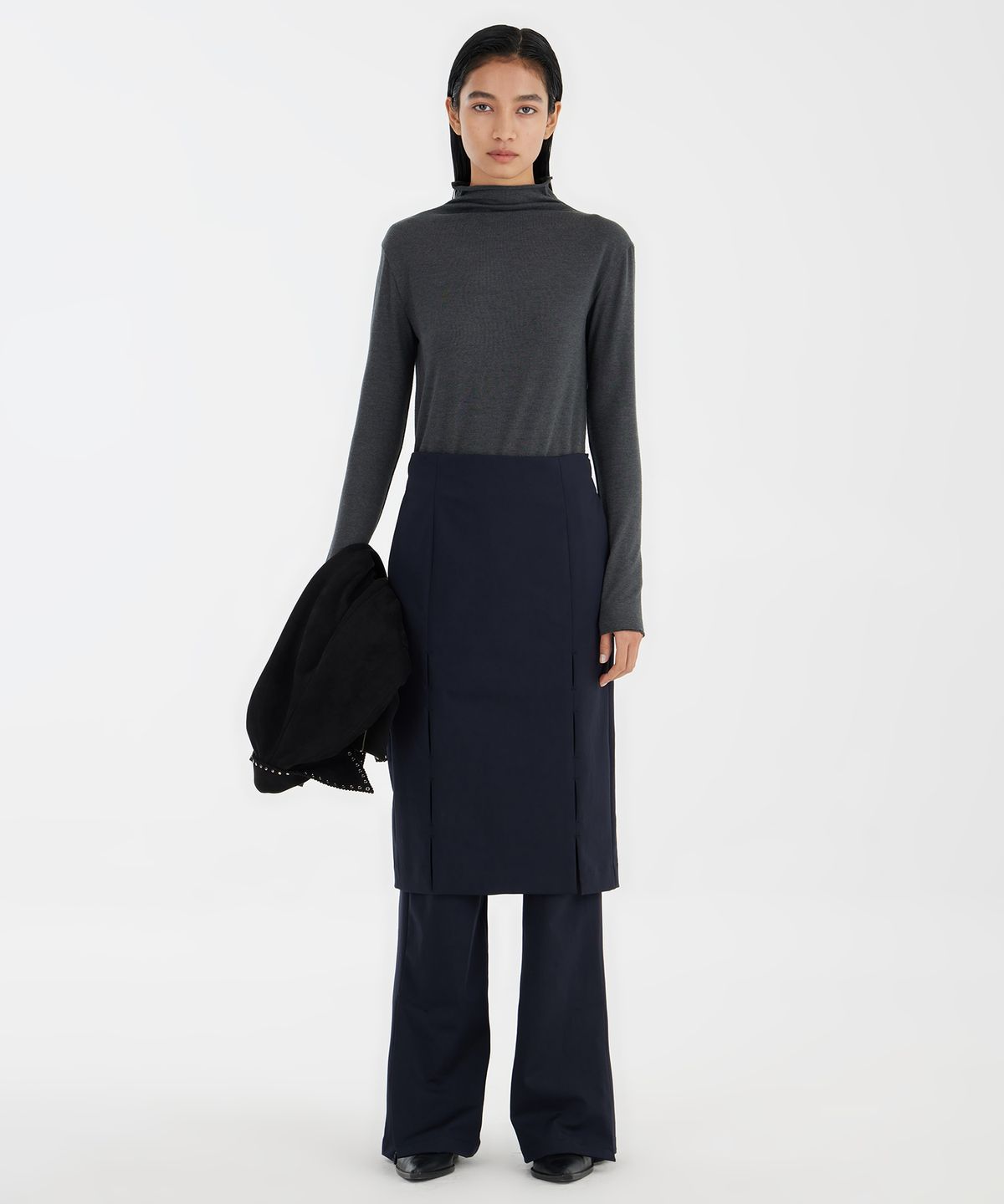 유스(YOUTH) Front-Slit Skirt - Navy