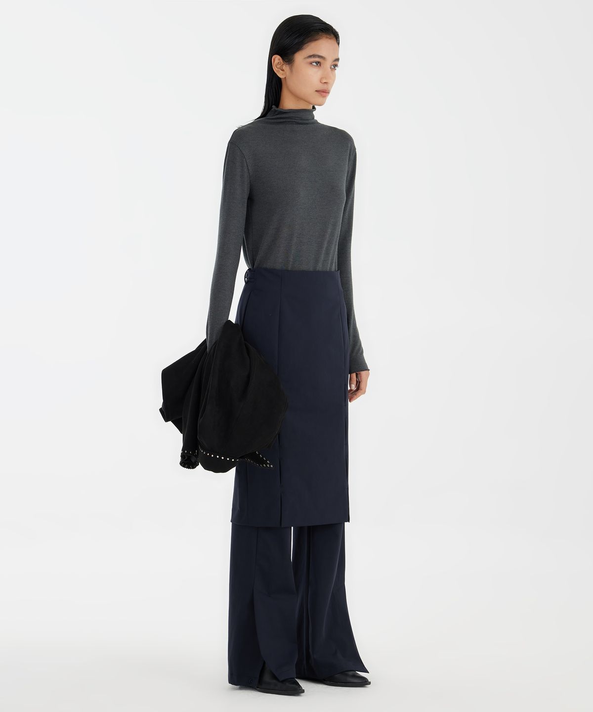 유스(YOUTH) Front-Slit Skirt - Navy