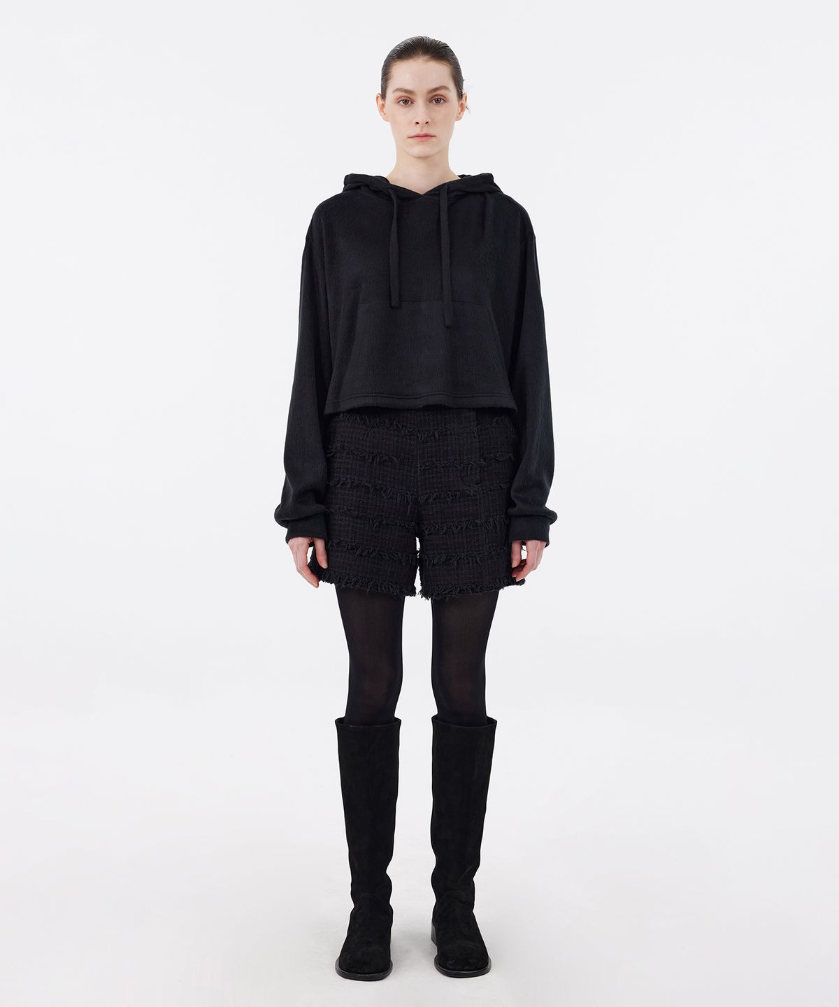 유스(YOUTH) Cropped Hoodie - Black