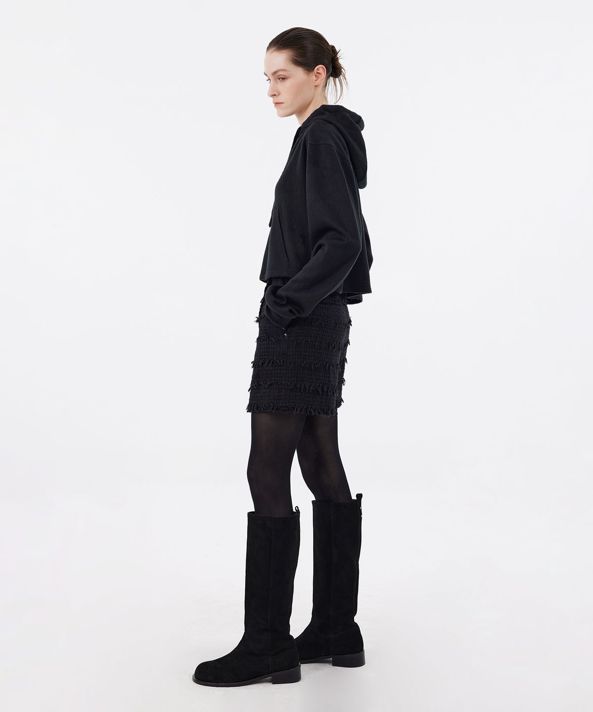 유스(YOUTH) Cropped Hoodie - Black