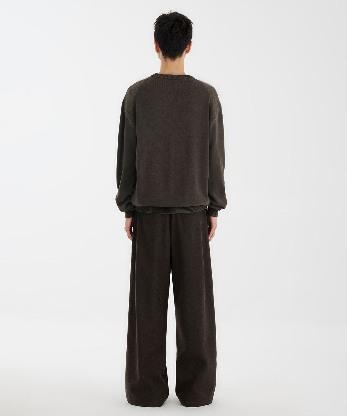 유스(YOUTH) Low Waist Wide Trousers - Brown