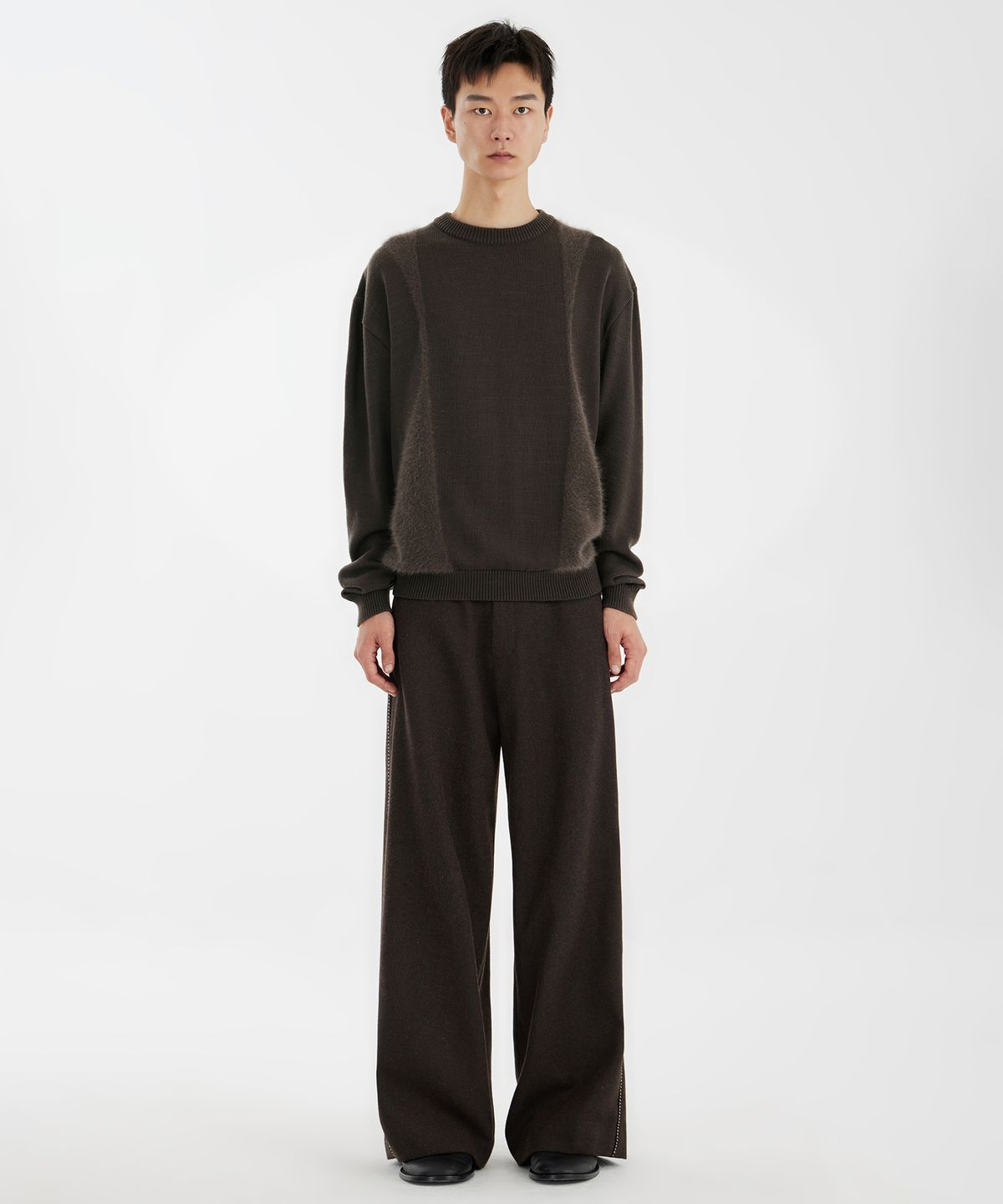 유스(YOUTH) Low Waist Wide Trousers - Brown