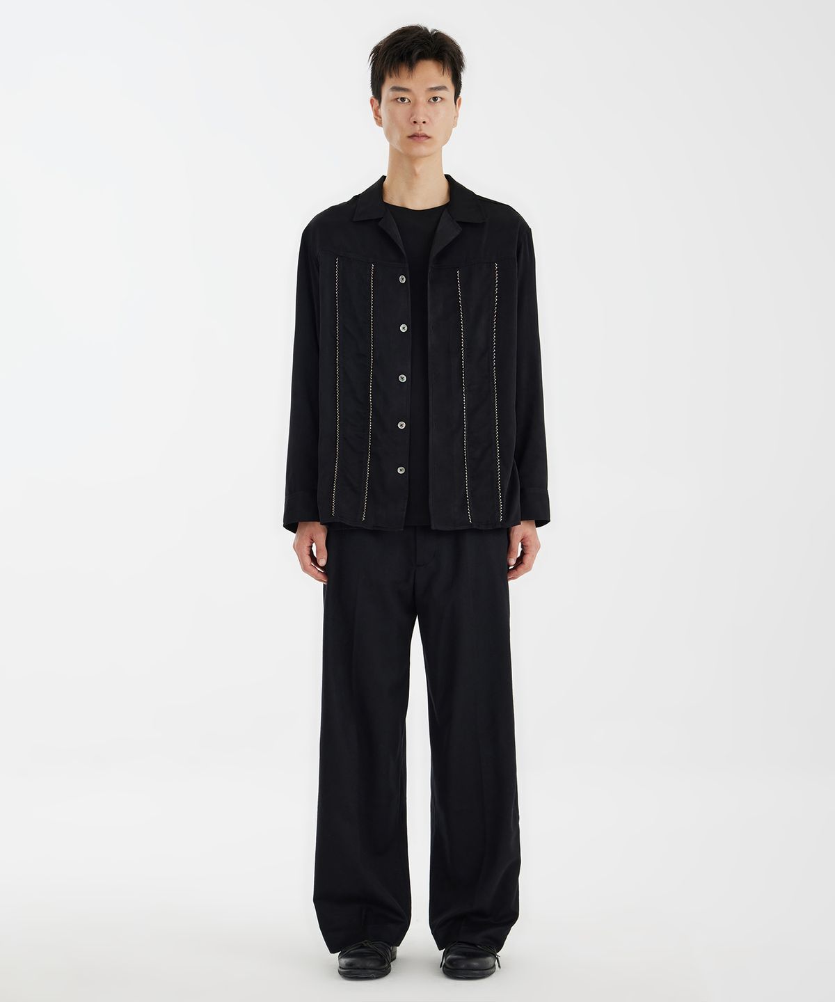 유스(YOUTH) Satin Trucker Shirt - Black