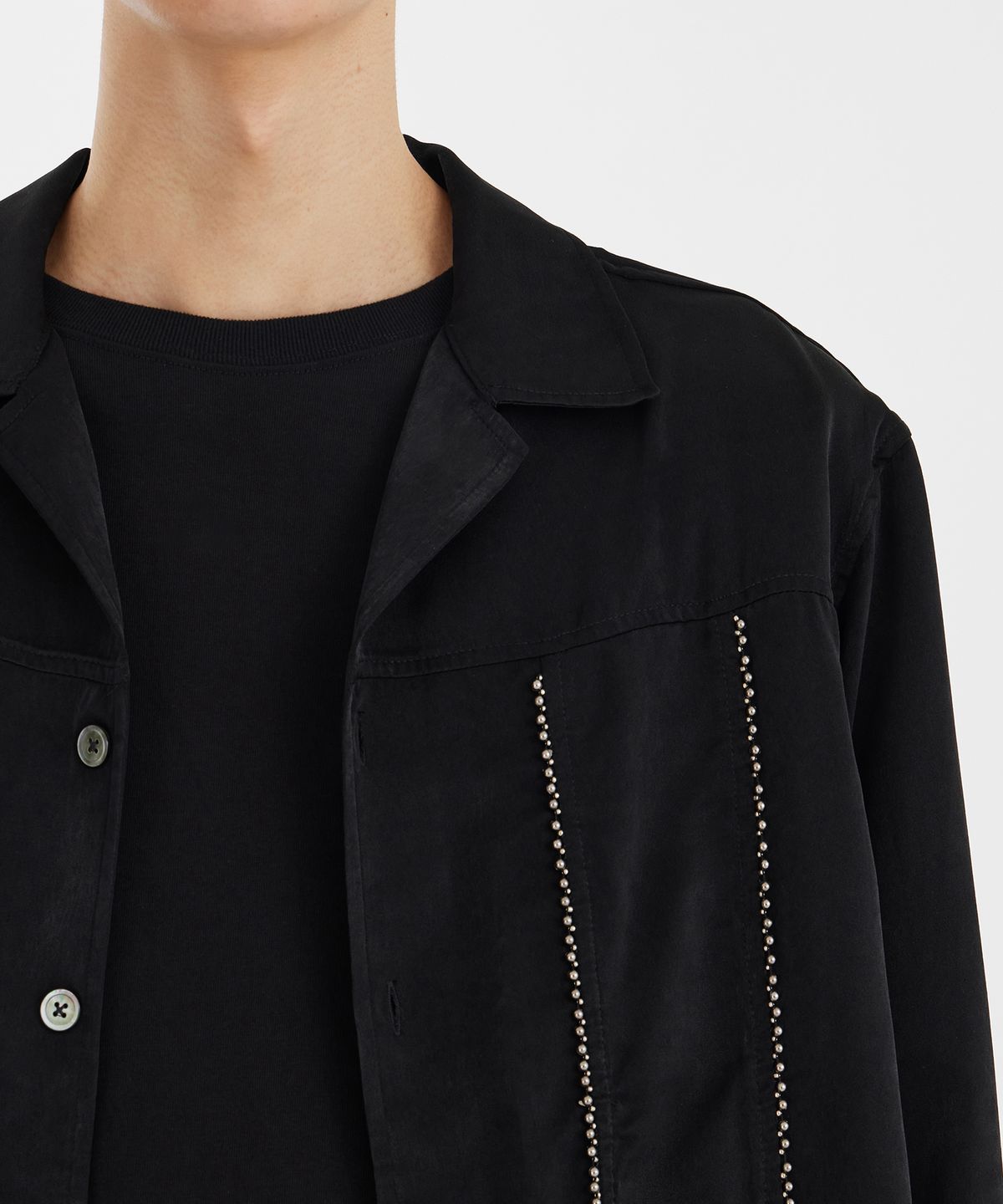 유스(YOUTH) Satin Trucker Shirt - Black