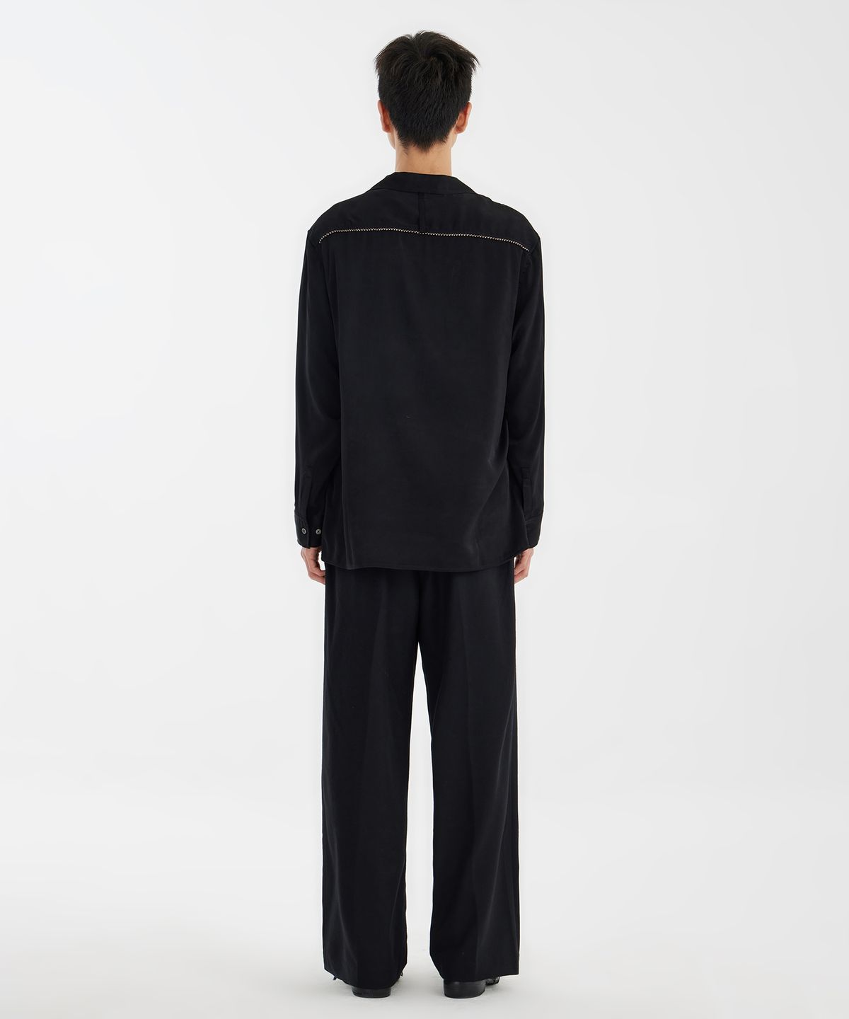유스(YOUTH) Satin Trucker Shirt - Black