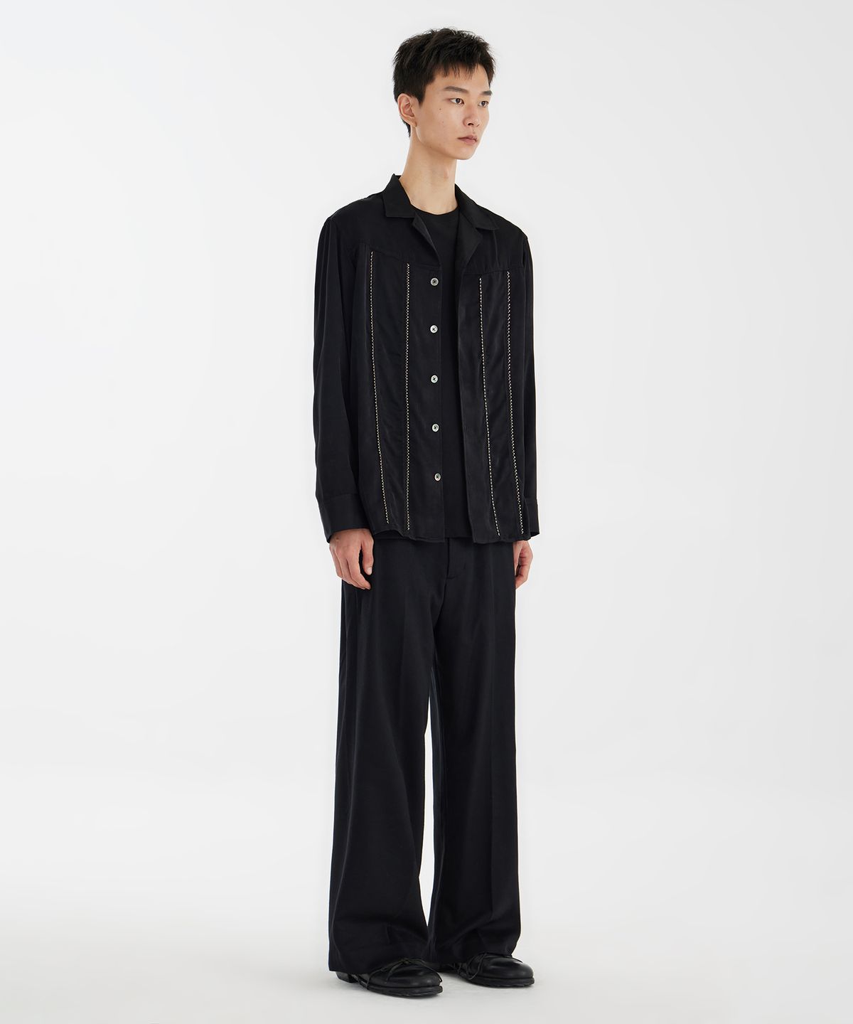 유스(YOUTH) Satin Trucker Shirt - Black