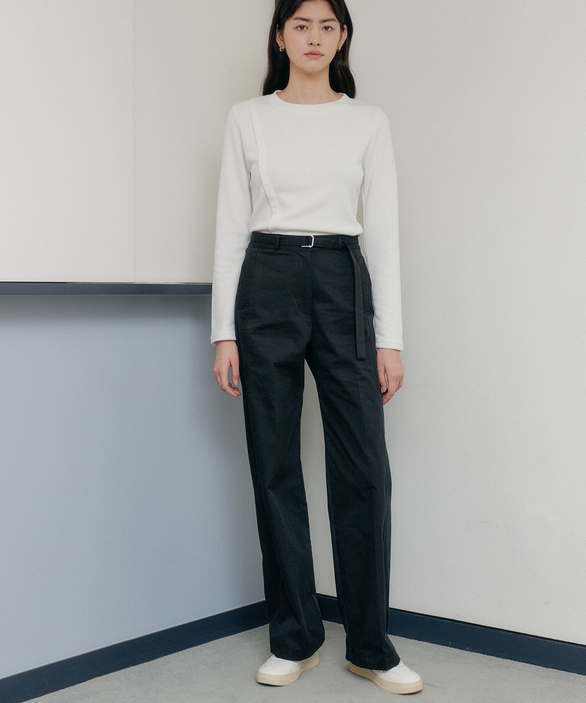 엽페(YUPPE) BELT LINE PANTS_BLACK