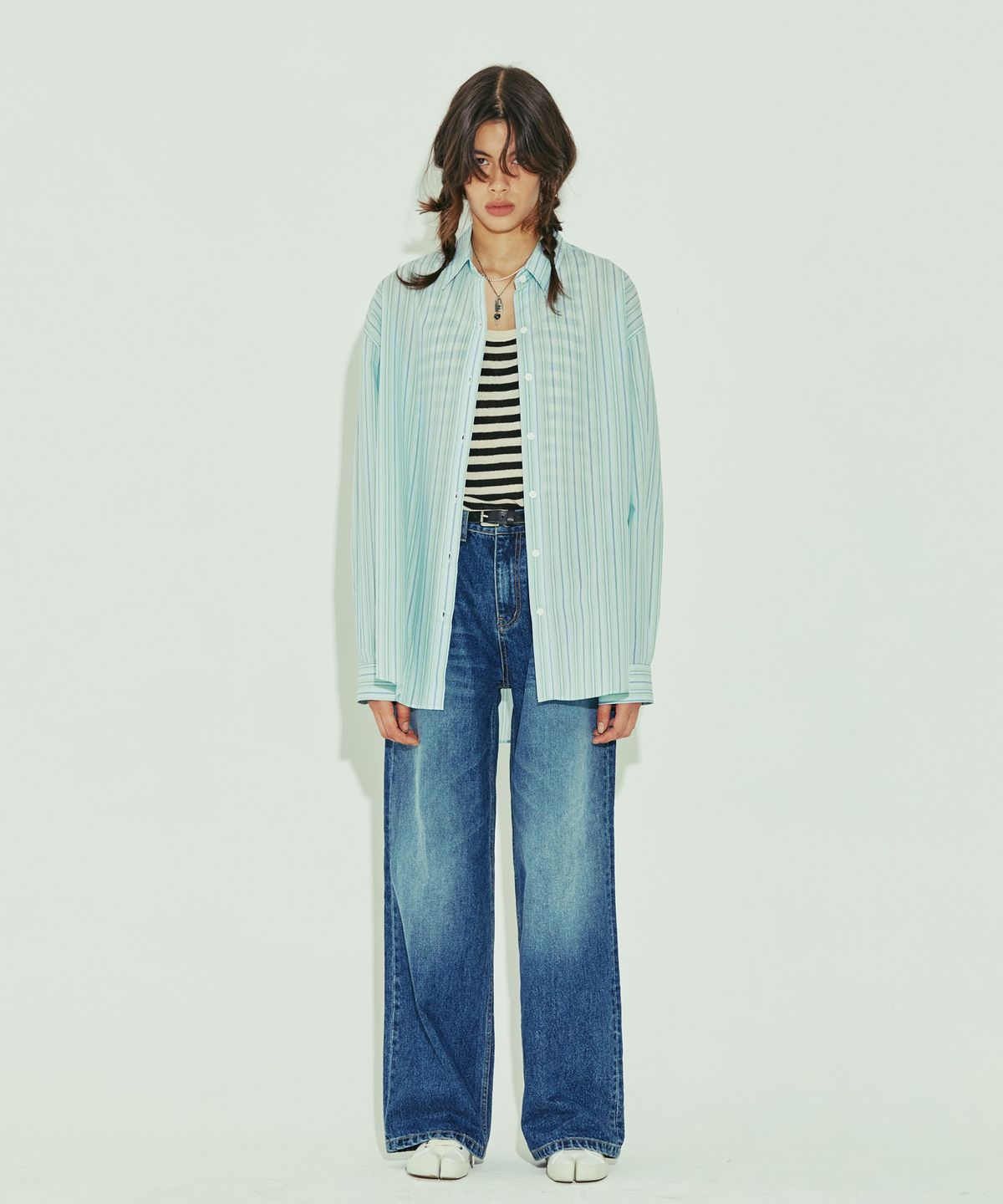 마이스(MAIS) STRIPE BOYFRIEND SHIRTS / BLUE