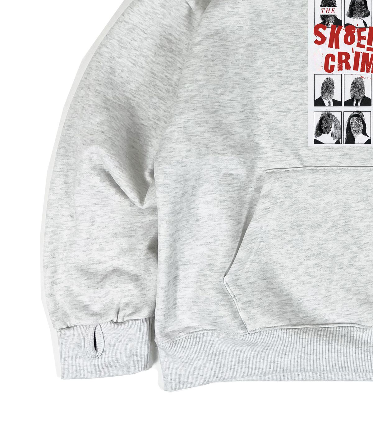 스케이터락(SK8ER ROCK) Criminals Hand Warmer Sweat Hoodie white melange