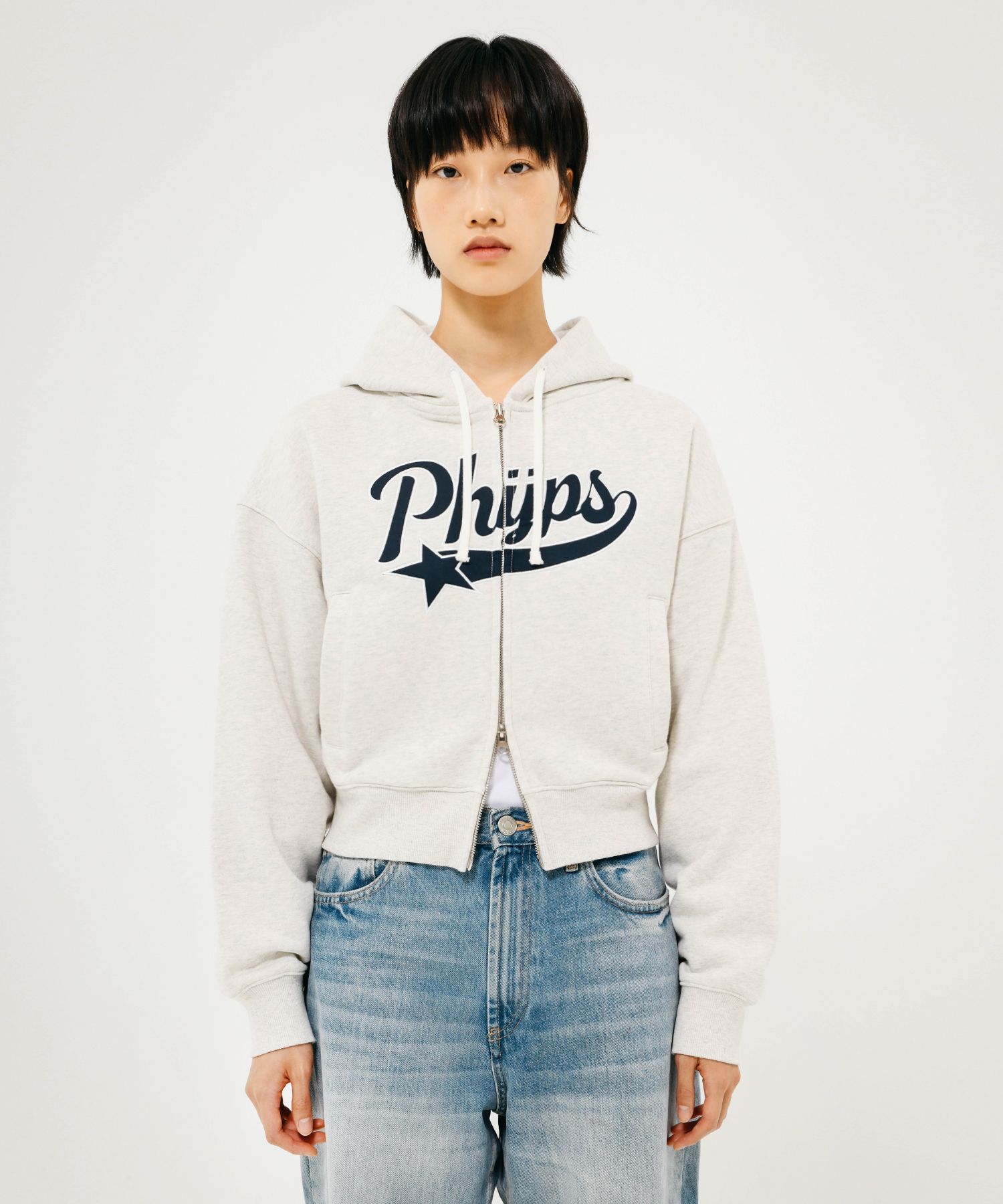 ◆Phyps Department◆ Startale Hooded Zip-Up_Oatmeal PHYPS] SMALL STAR TAIL HOODIE ZIP UP OATMEAL – Ohue