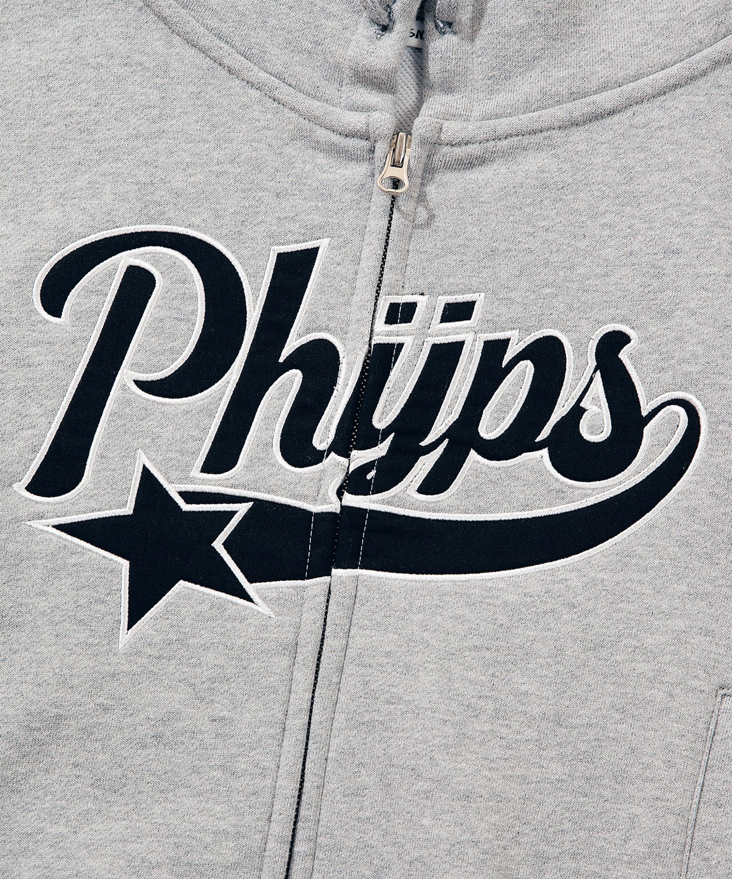 PHYPS ♥ Studded Startail Applique Hooded Zip-Up MUSINSA | PHYPS WOMENS CROP STAR TAIL HOODIE ZIP UP_GRAY