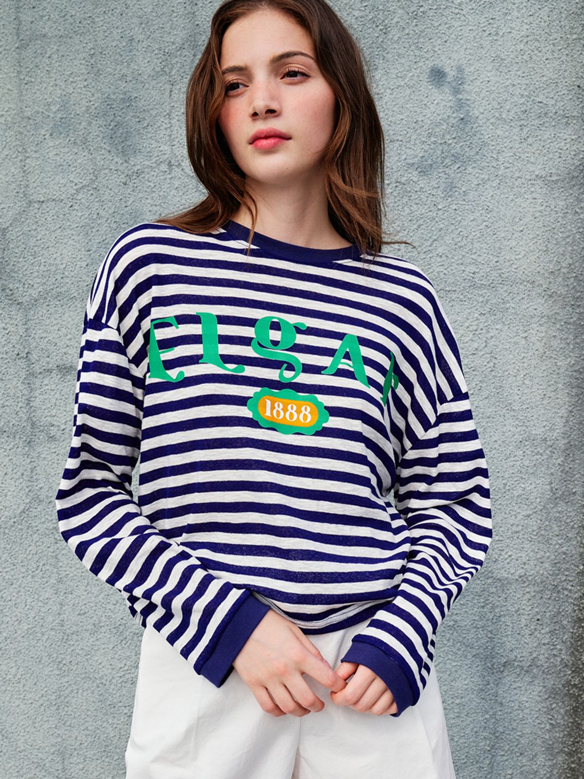 쏘리, 투 머치 러브(SORRY, TOO MUCH LOVE) Loose Fit Drop Shoulder Stripe T-shirt_Blue