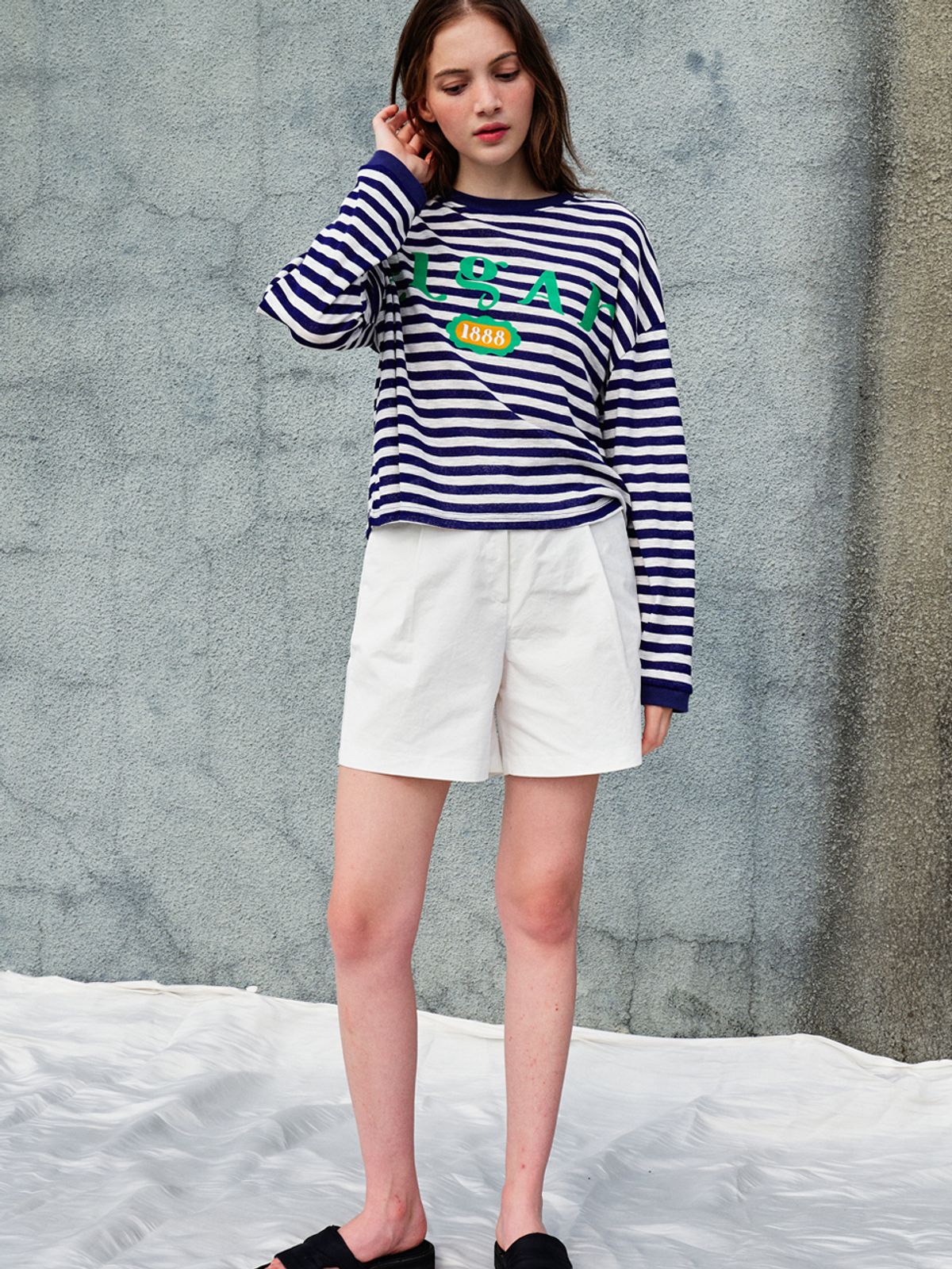 쏘리, 투 머치 러브(SORRY, TOO MUCH LOVE) Loose Fit Drop Shoulder Stripe T-shirt_Blue