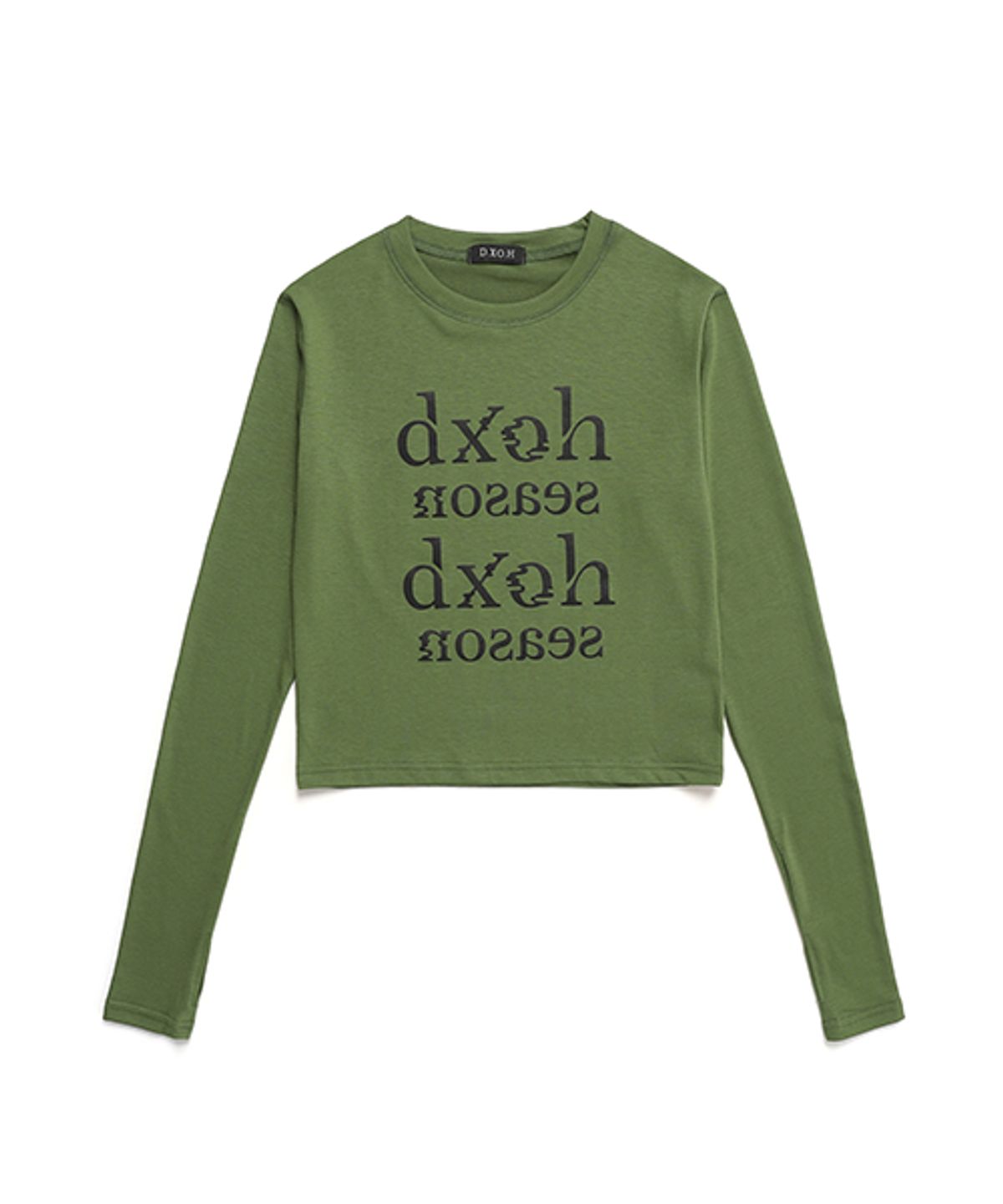 디쏘에이치(D.XO.H) 로고 시즌 세미 워머 크롭티 [olive green]