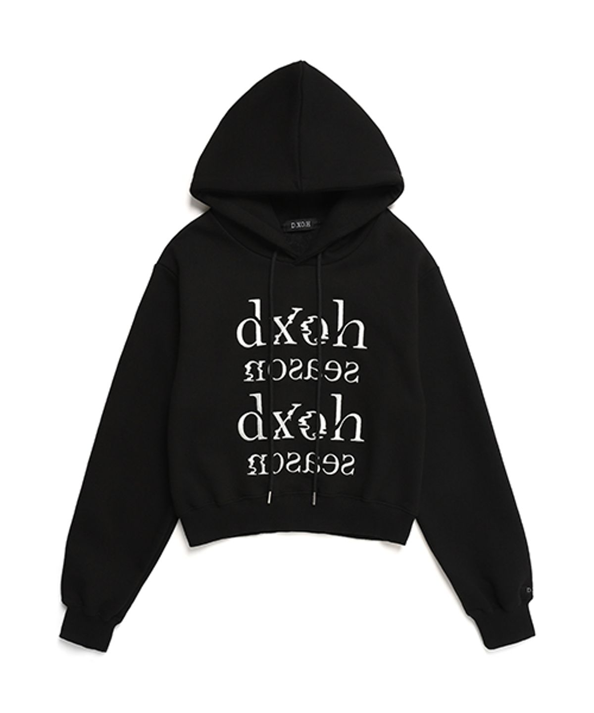 디쏘에이치(D.XO.H) 시즌 로고 세미 크롭 후드티 [black]