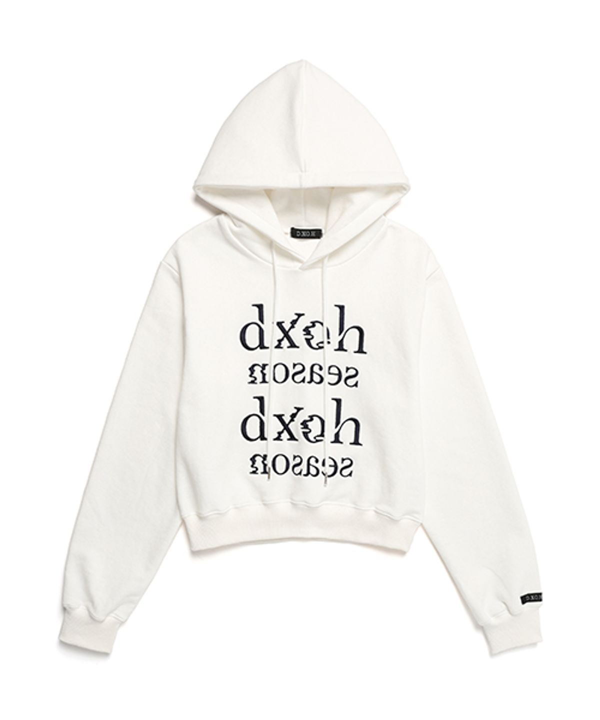 디쏘에이치(D.XO.H) 시즌 로고 세미 크롭 후드티 [white]