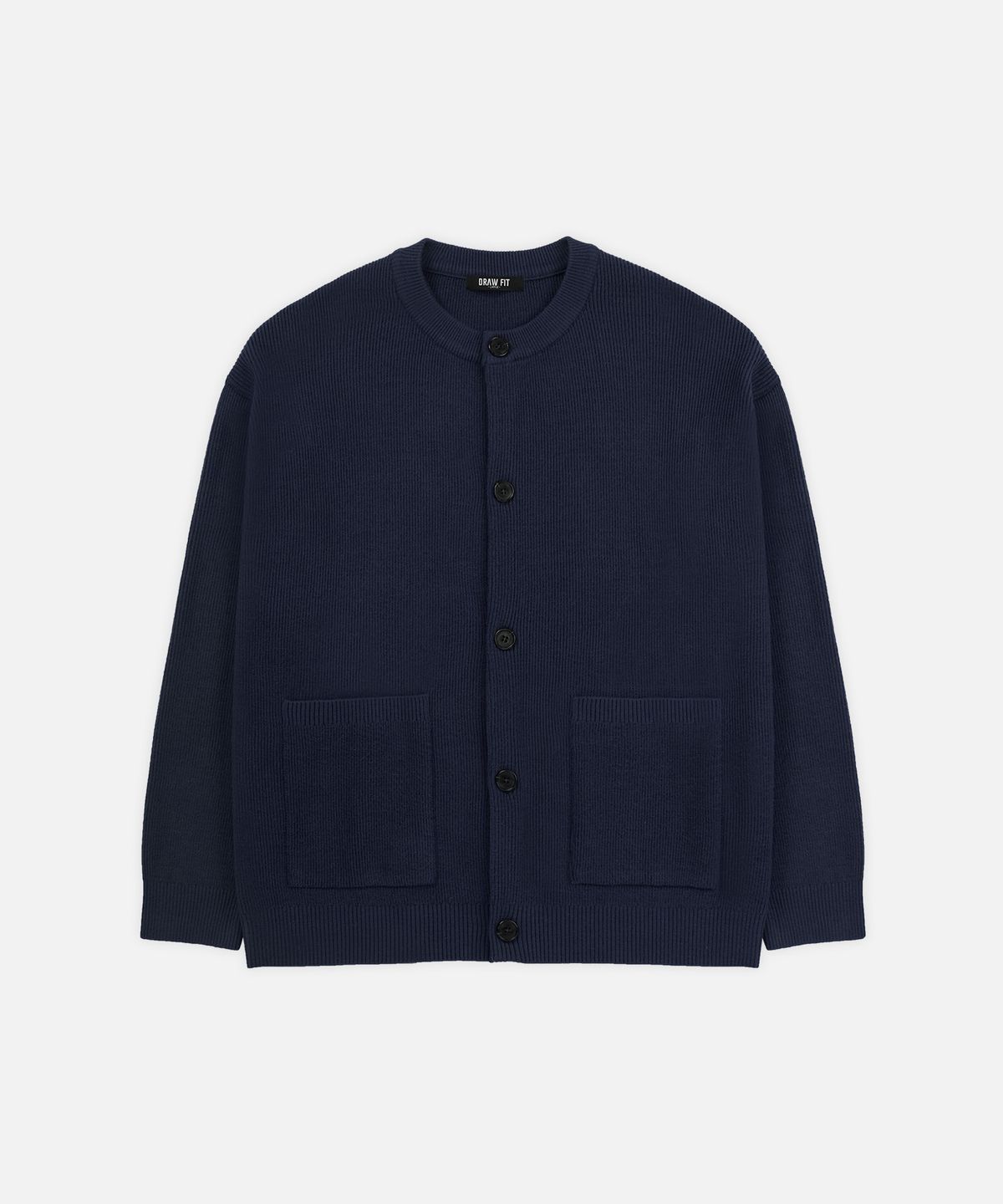 드로우핏(DRAW FIT) 오버사이즈 울 라운드 가디건 [NAVY]