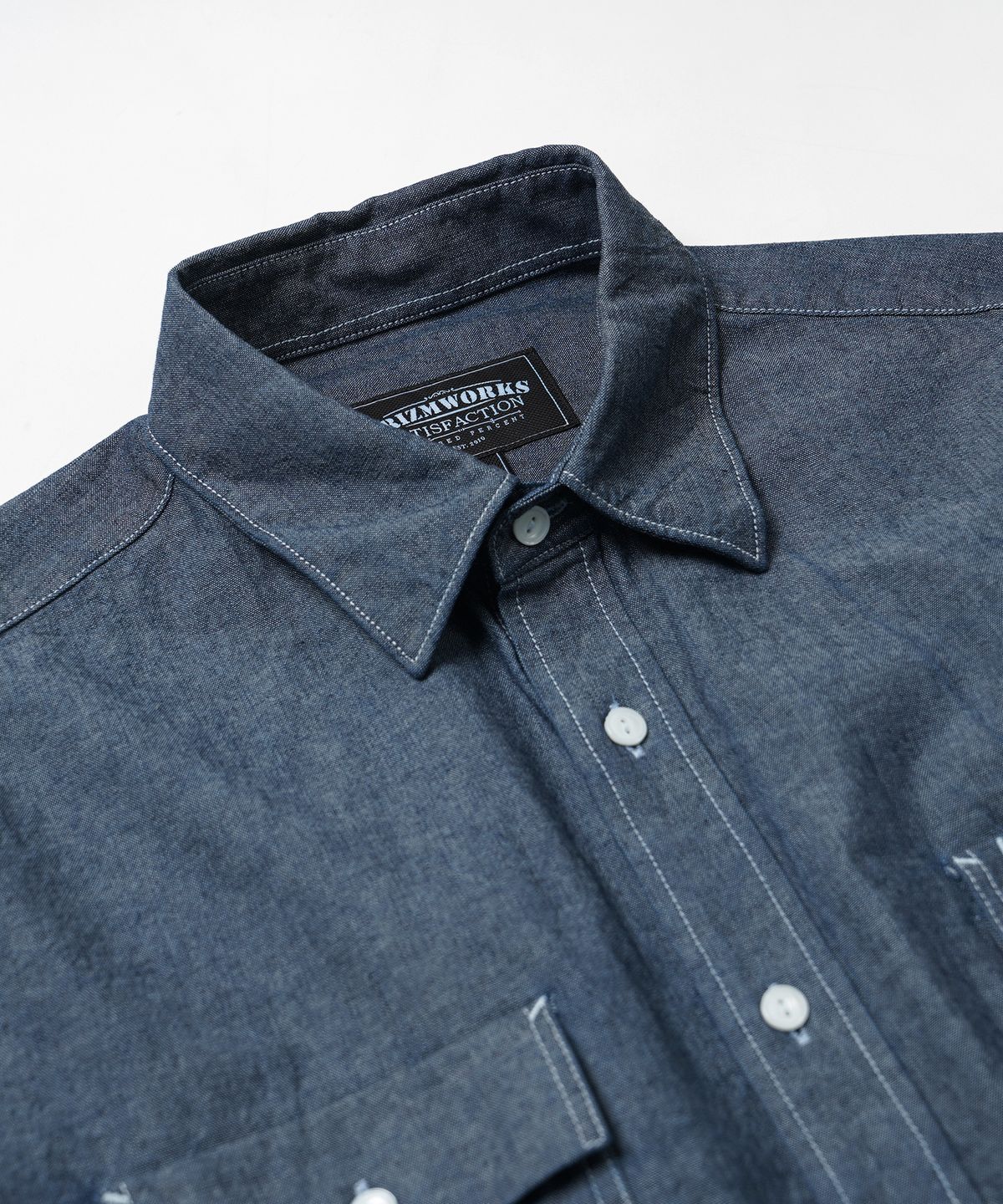 프리즘웍스(FRIZMWORKS) CIGARETTE POCKET CHAMBRAY SHIRT _ INDIGO