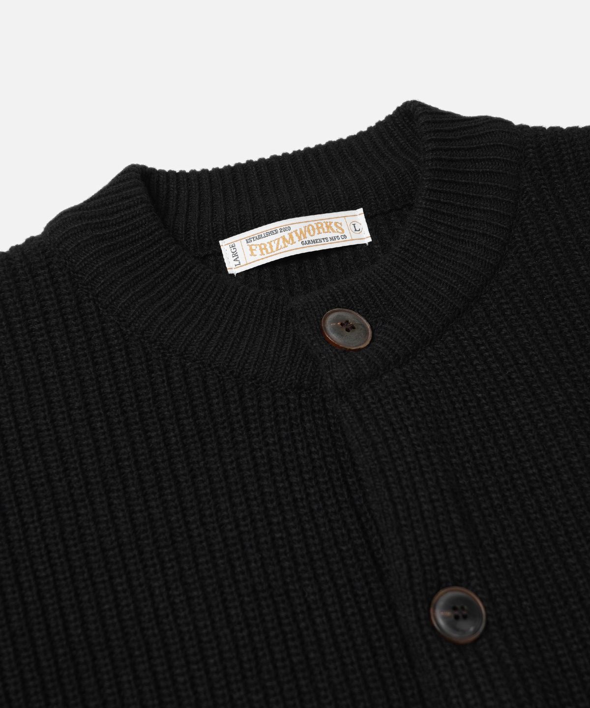 프리즘웍스(FRIZMWORKS) HEAVY WOOL ROUND CARDIGAN _ BLACK