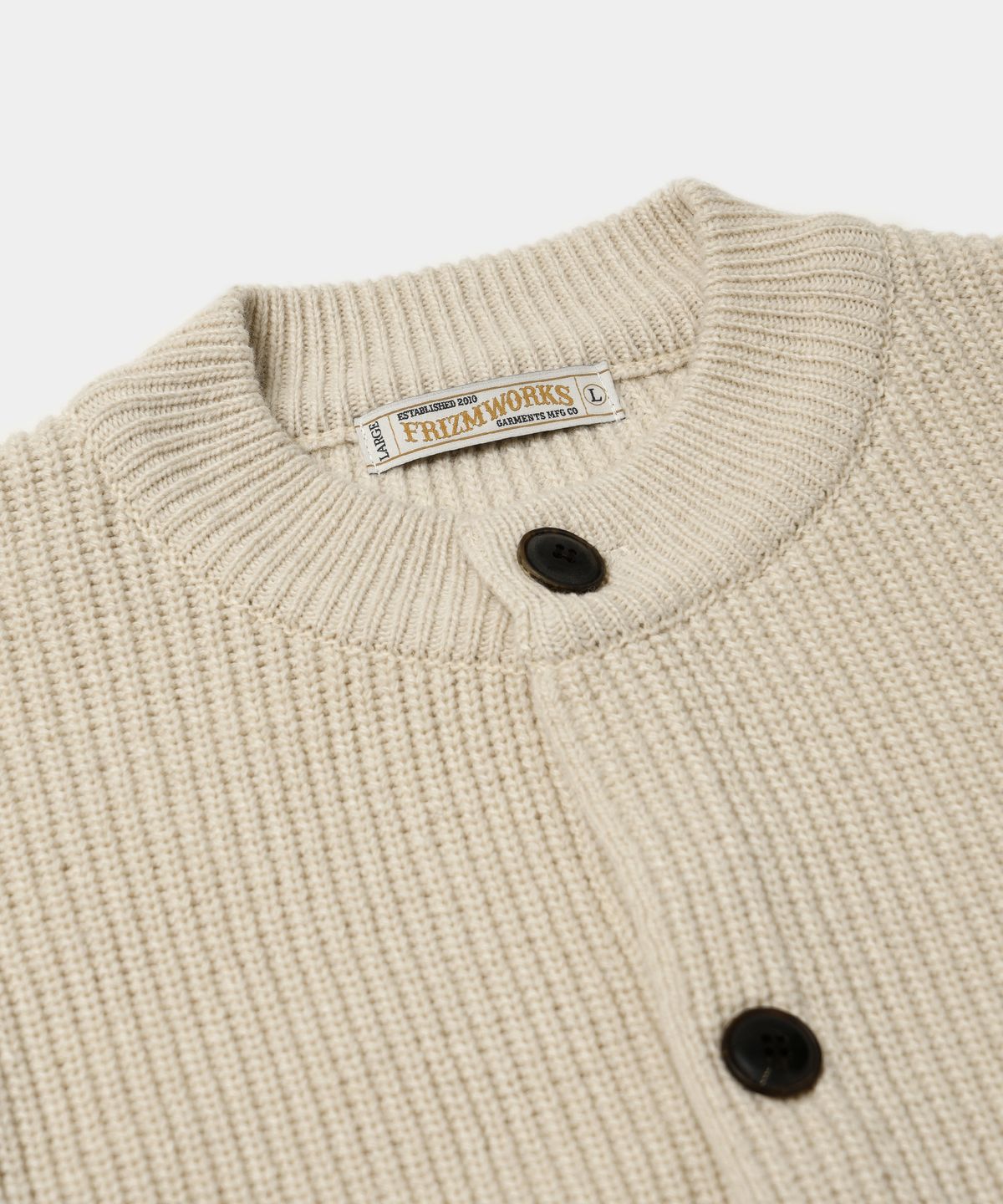 프리즘웍스(FRIZMWORKS) HEAVY WOOL ROUND CARDIGAN _ CREAM