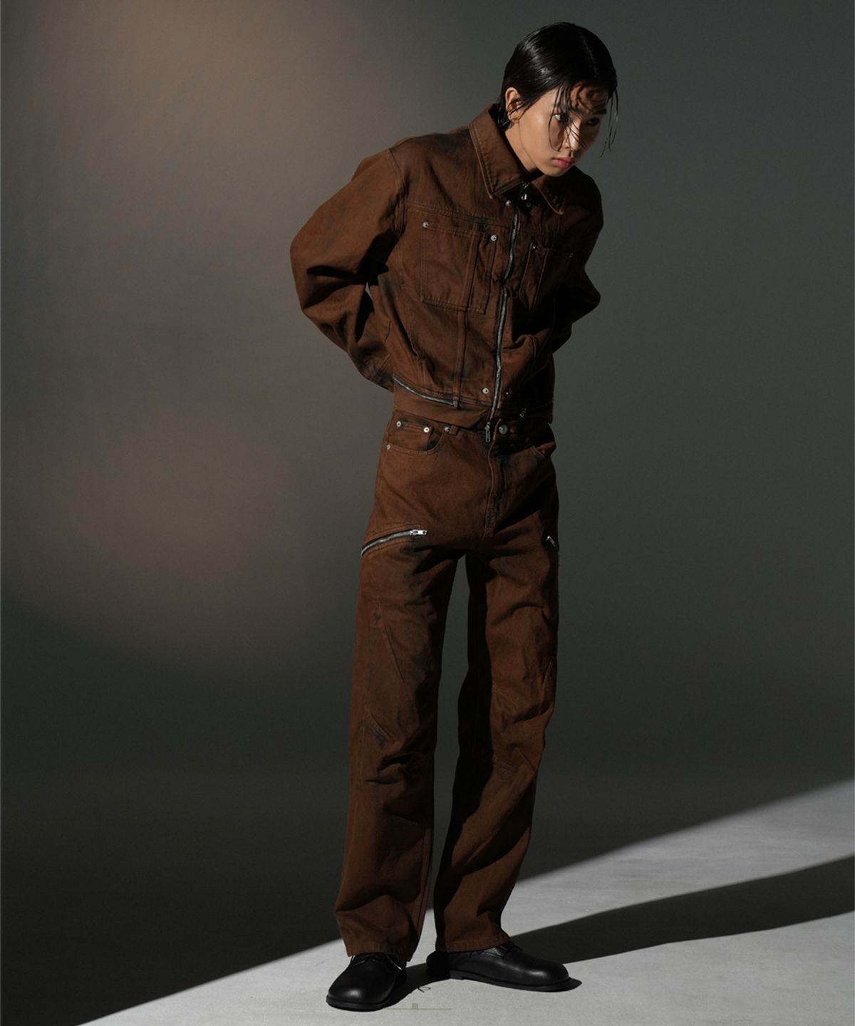 그레일즈(GRAILZ) OVERDYED DENIM TRUCKER [BROWN]
