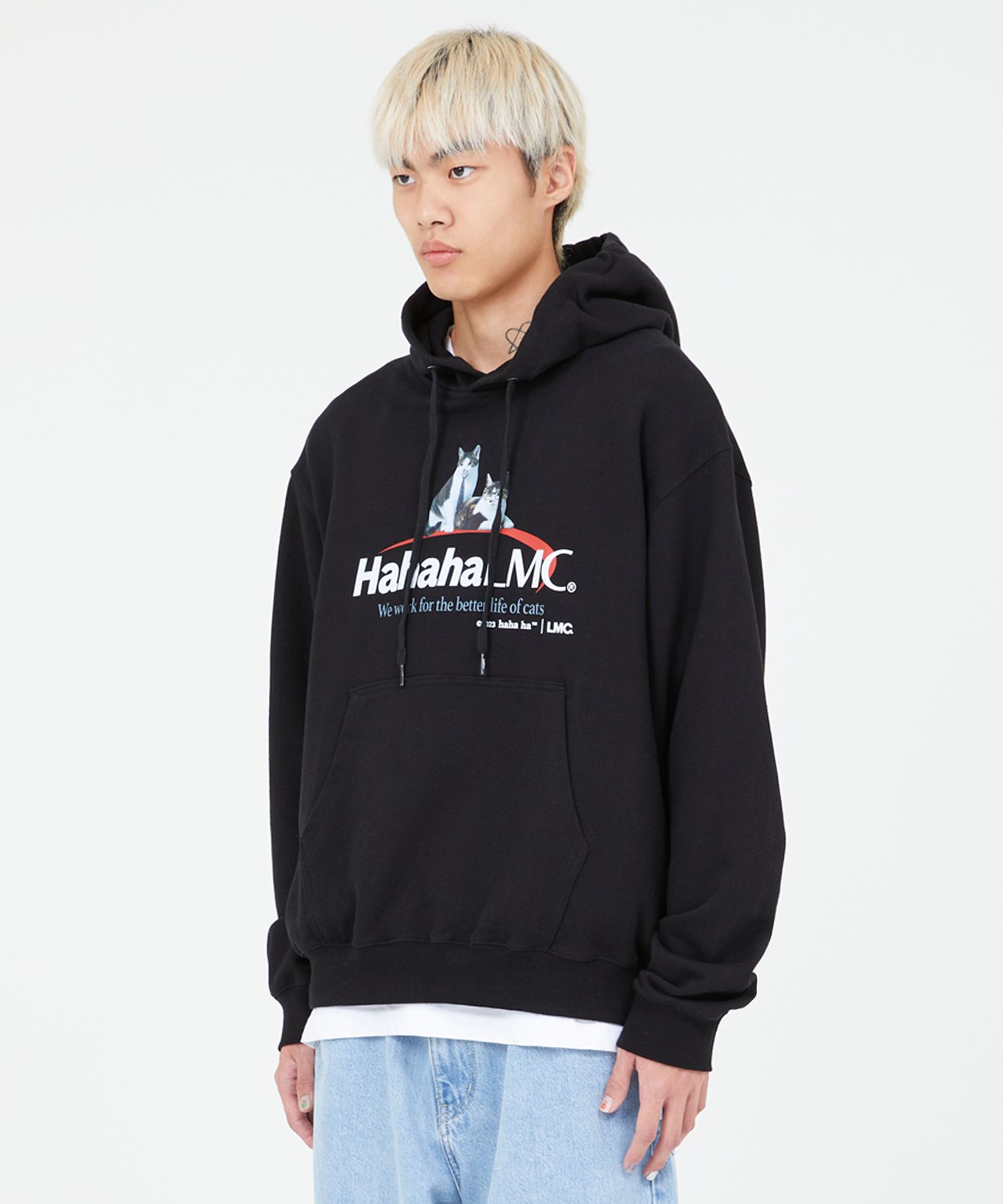 [ LMC]★ LMC X HAHA HA OFFICE CATS ACCOUNTING TEAM HOODIE MUSINSA | LMC LMC x HAHA HA OFFICE CATS TEAM LEADER HOODIE black