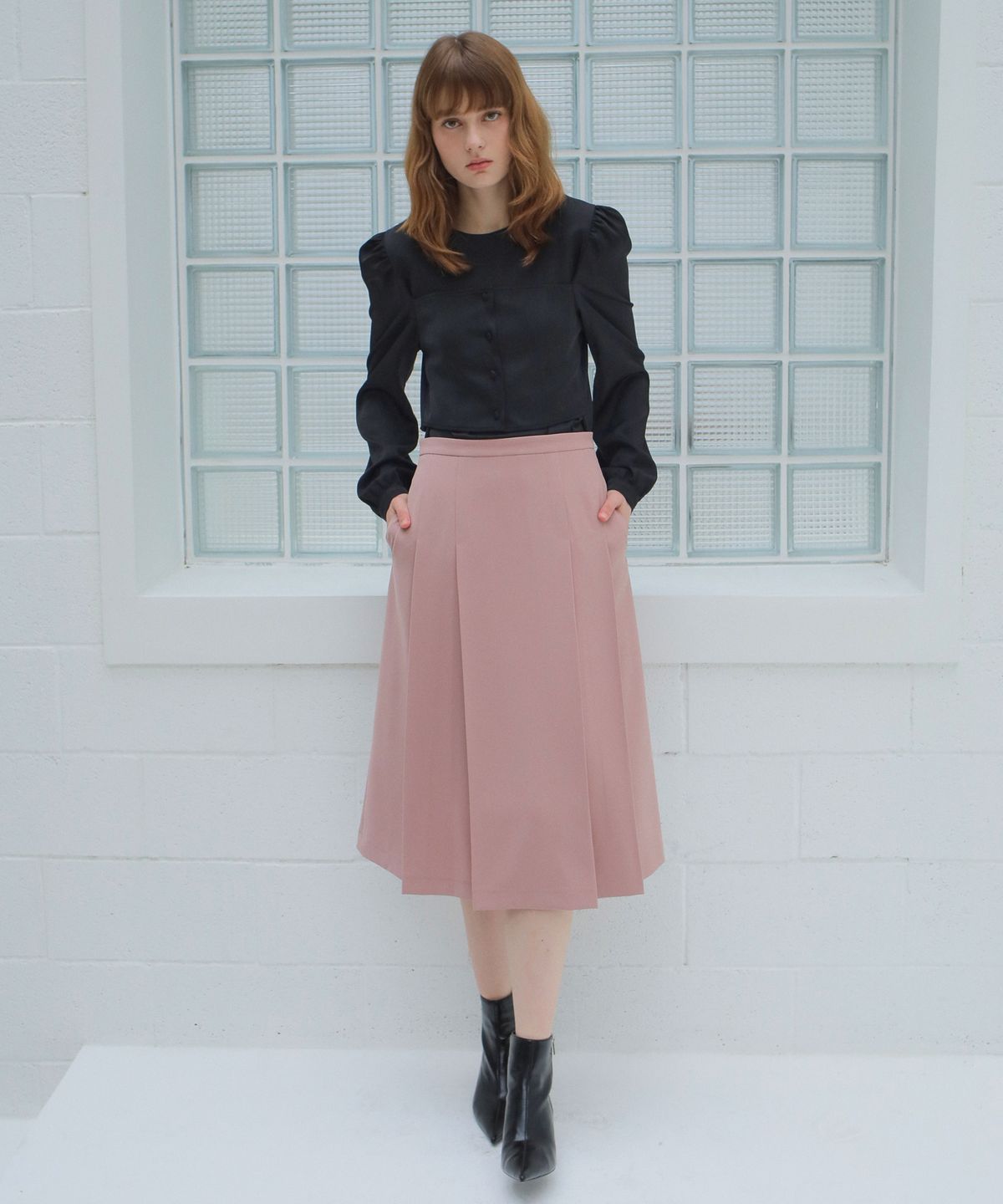 폴앤앨리스(PAUL&ALICE) BUSTIER BLOUSE / BLACK