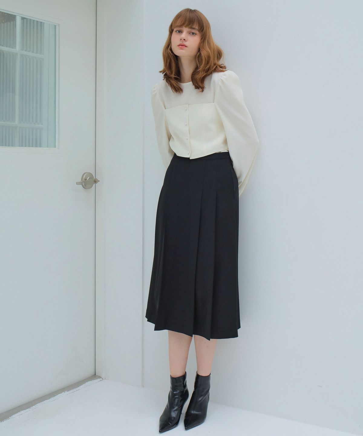 폴앤앨리스(PAUL&ALICE) BUSTIER BLOUSE / IVORY