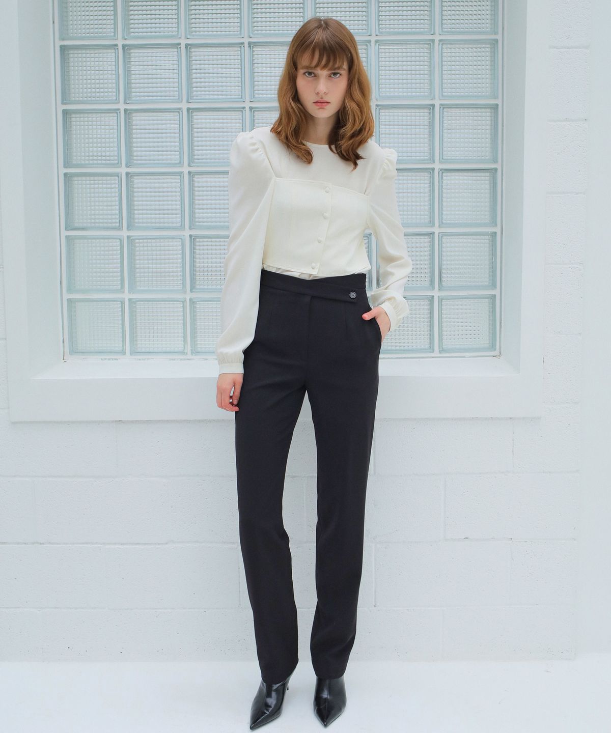 폴앤앨리스(PAUL&ALICE) BUSTIER BLOUSE / IVORY