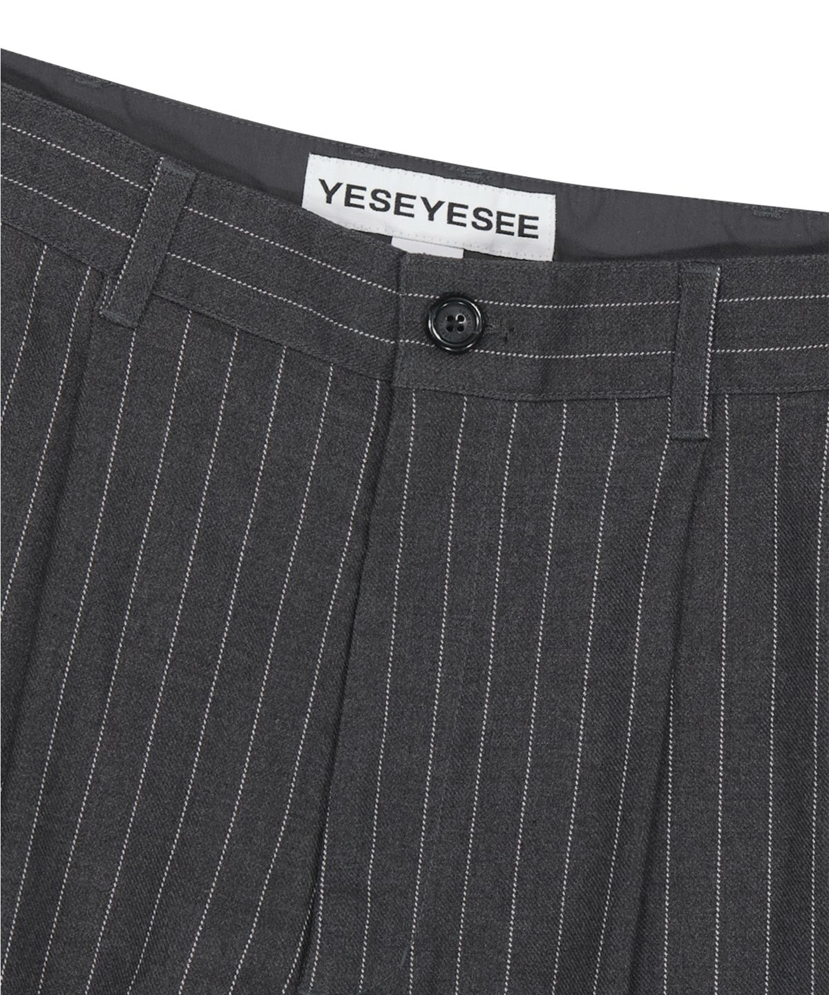 예스아이씨(YESEYESEE) Stripe Tucked Pants Charcoal