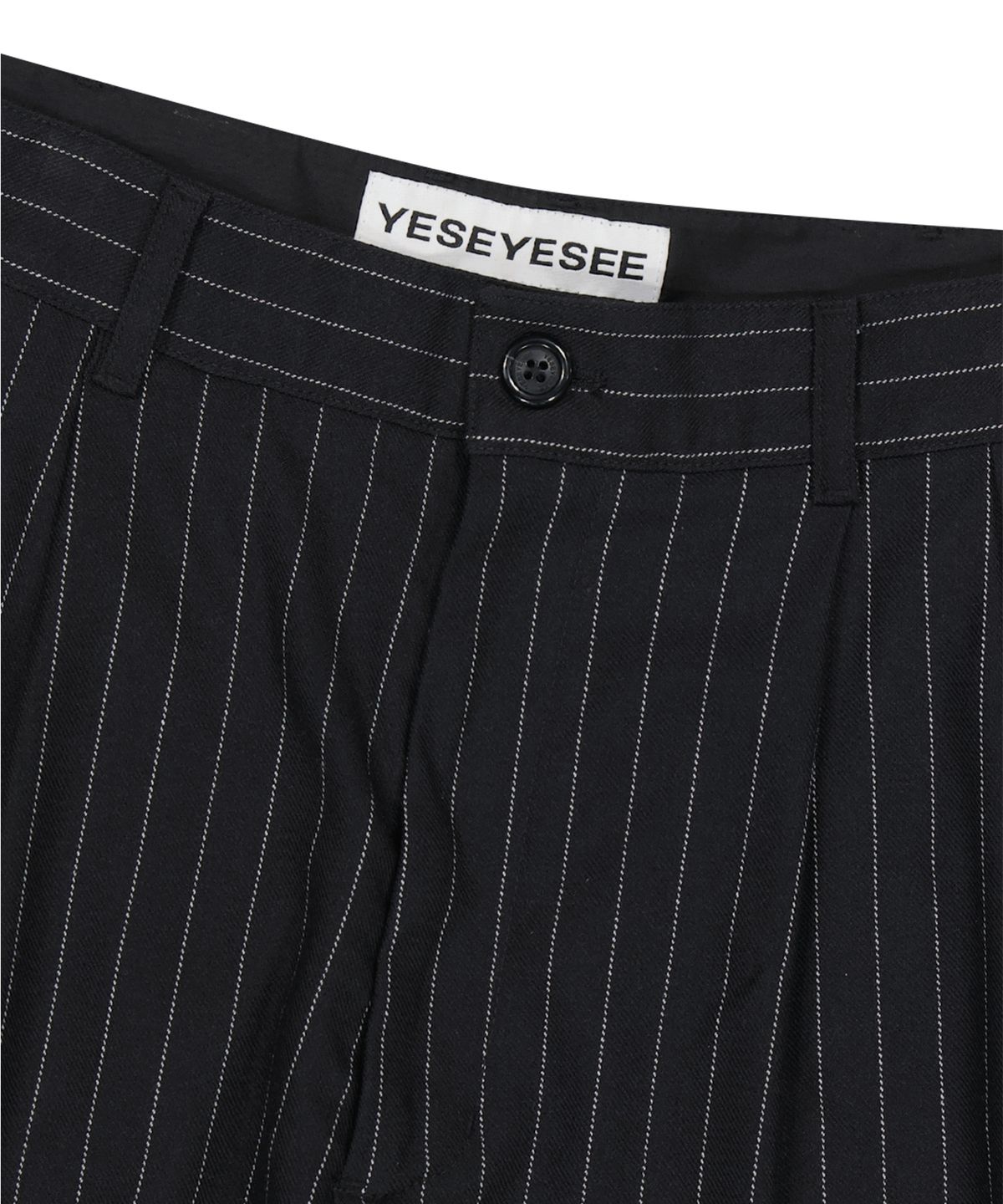 예스아이씨(YESEYESEE) Stripe Tucked Pants Black