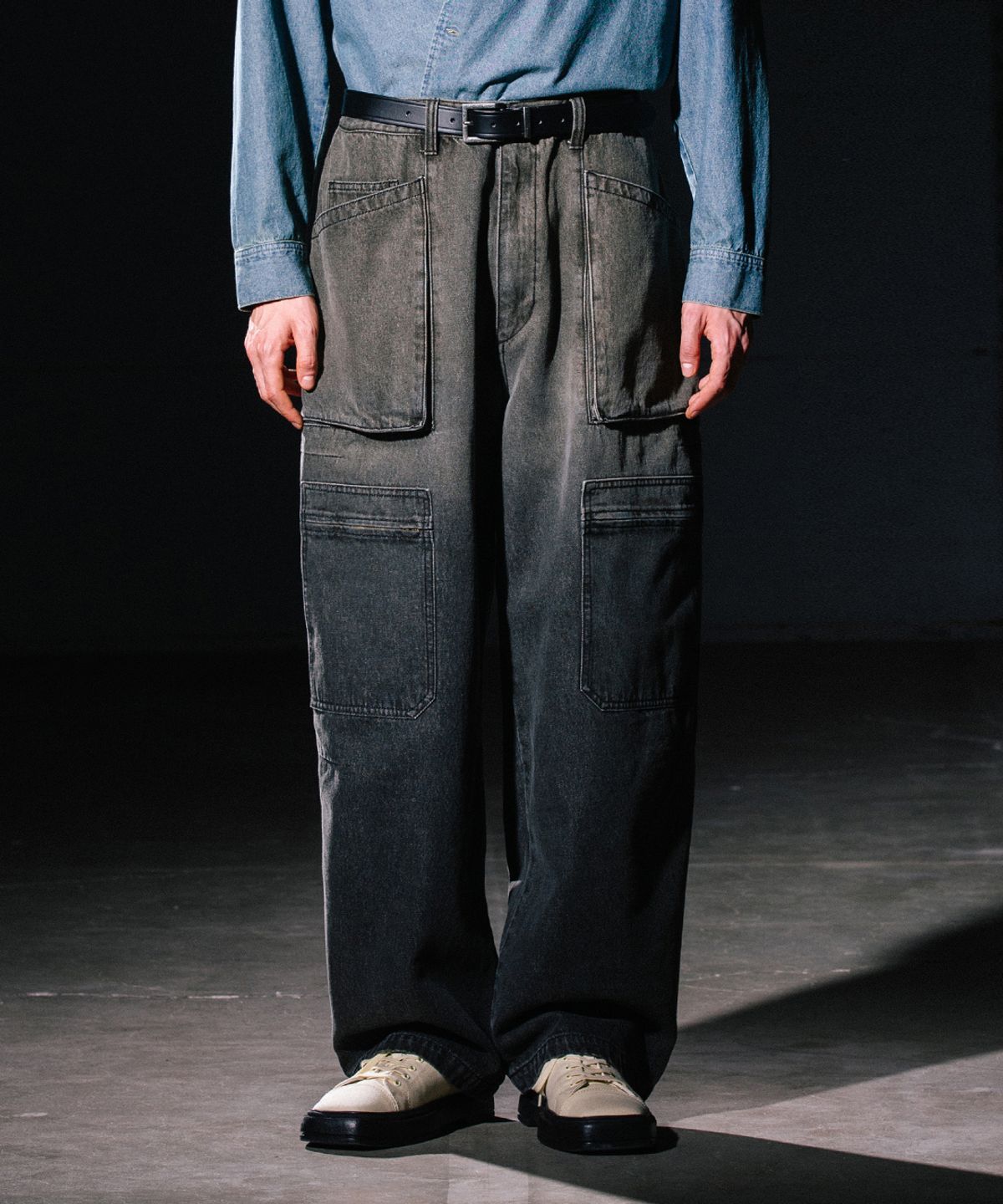 빅유니온(BIG UNION) GRADATION DOUBLE POCKET PANTS / BLACK