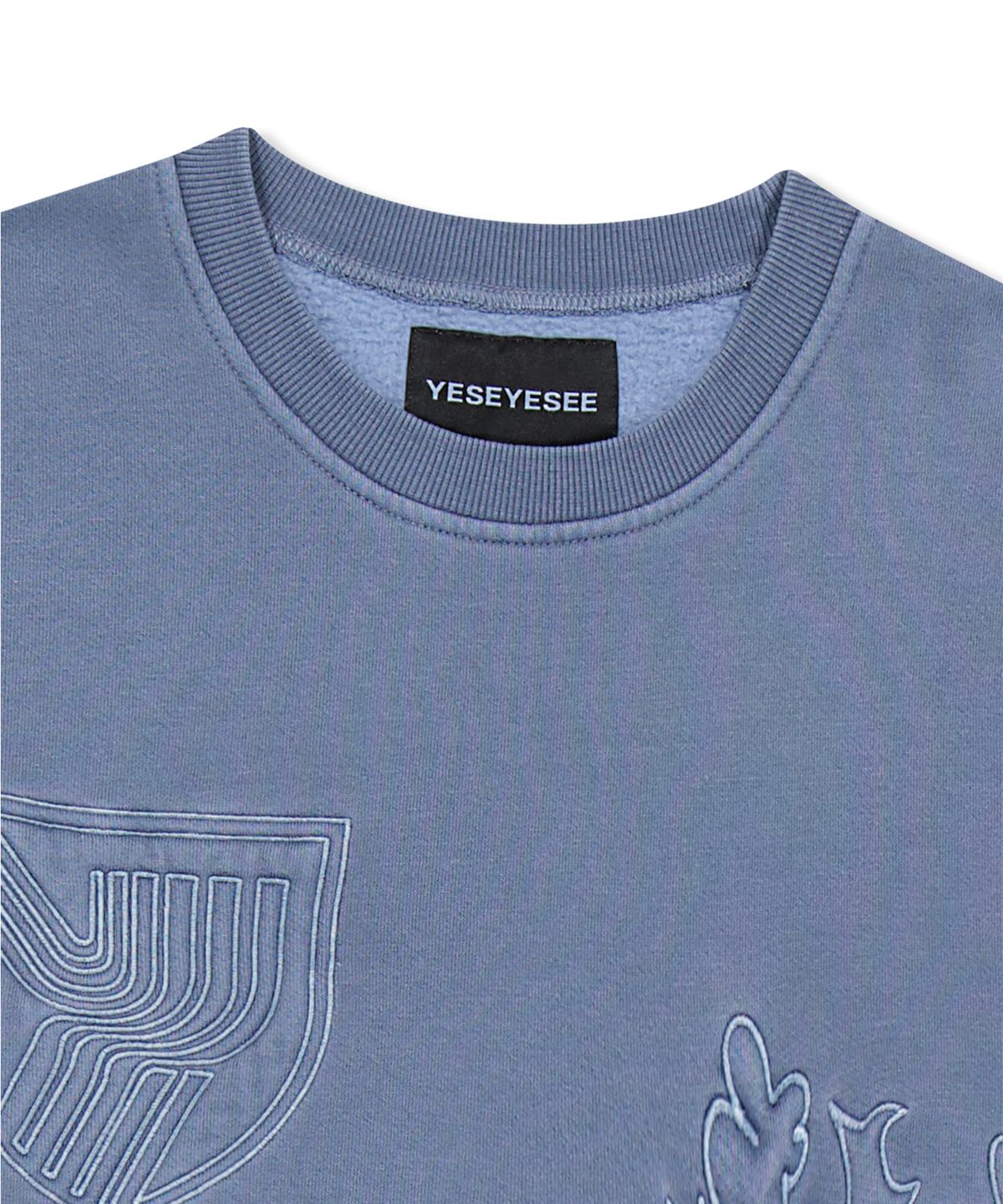 예스아이씨(YESEYESEE) Y.E.S Pigment Embroidery Sweatshirt Blue
