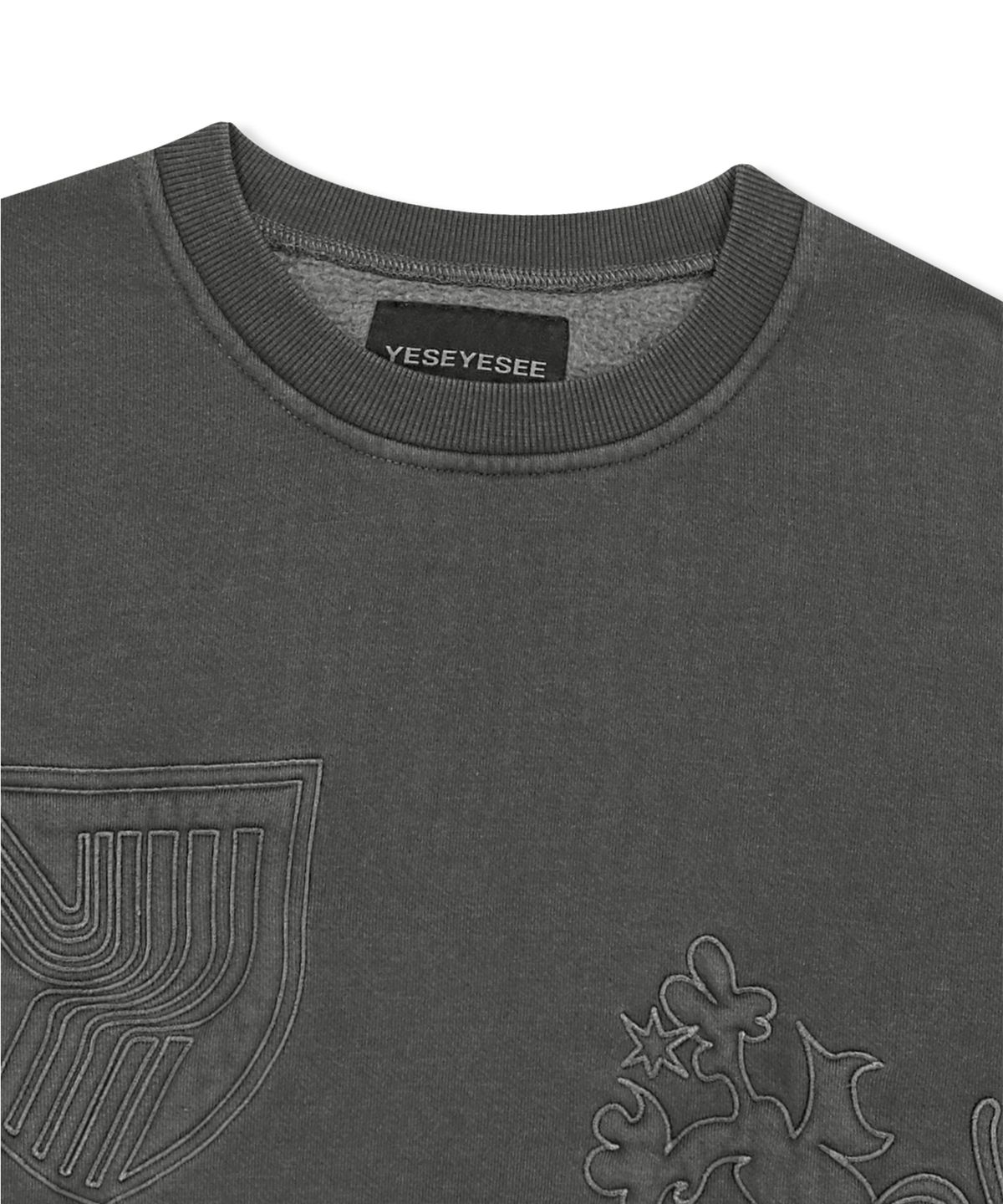 예스아이씨(YESEYESEE) Y.E.S Pigment Embroidery Sweatshirt Charcoal