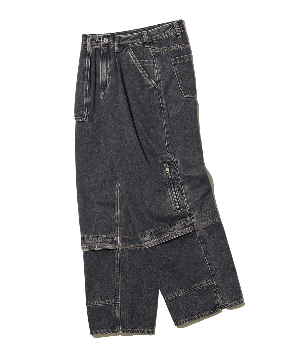 빅유니온(BIG UNION) ALL BLUSH ZIPPER PANTS / BLACK