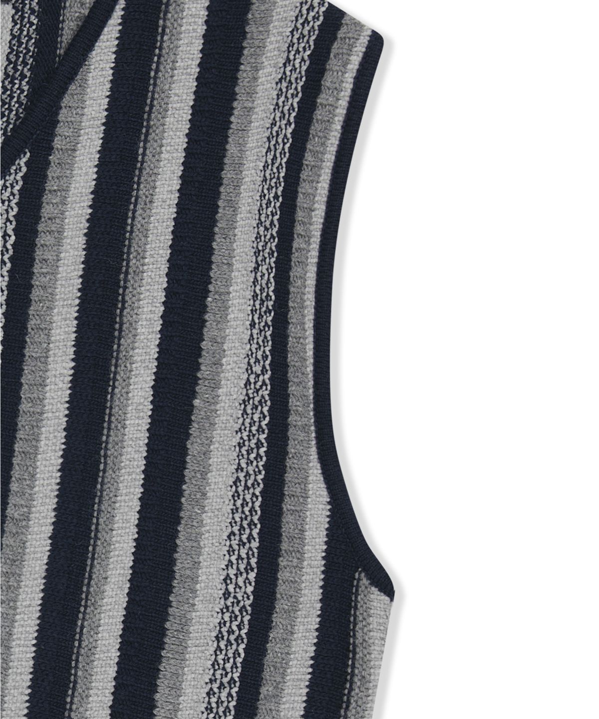 예스아이씨(YESEYESEE) Stripe Knit Zip-Up Vest Navy