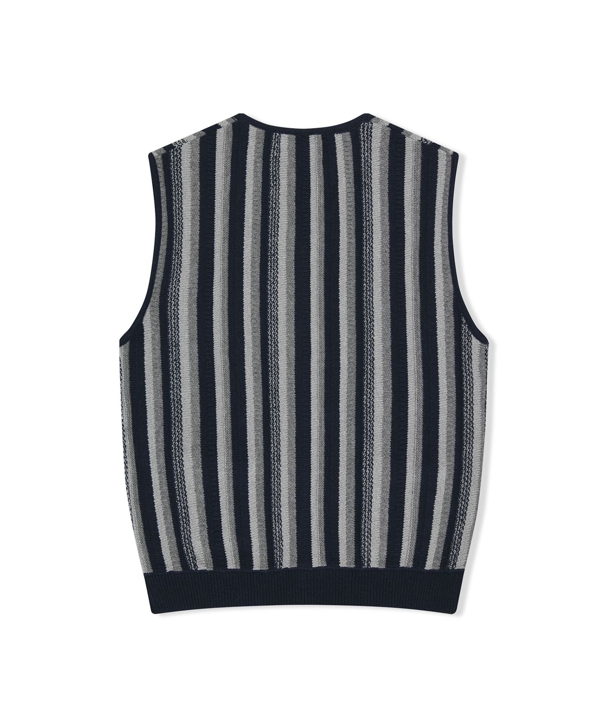 예스아이씨(YESEYESEE) Stripe Knit Zip-Up Vest Navy