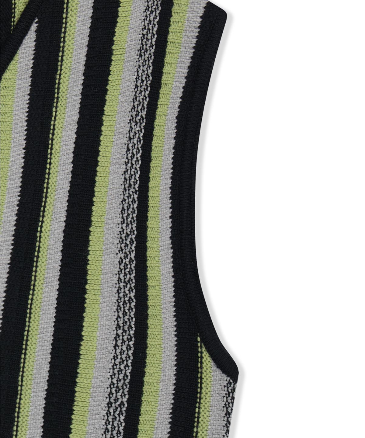 예스아이씨(YESEYESEE) Stripe Knit Zip-Up Vest Black