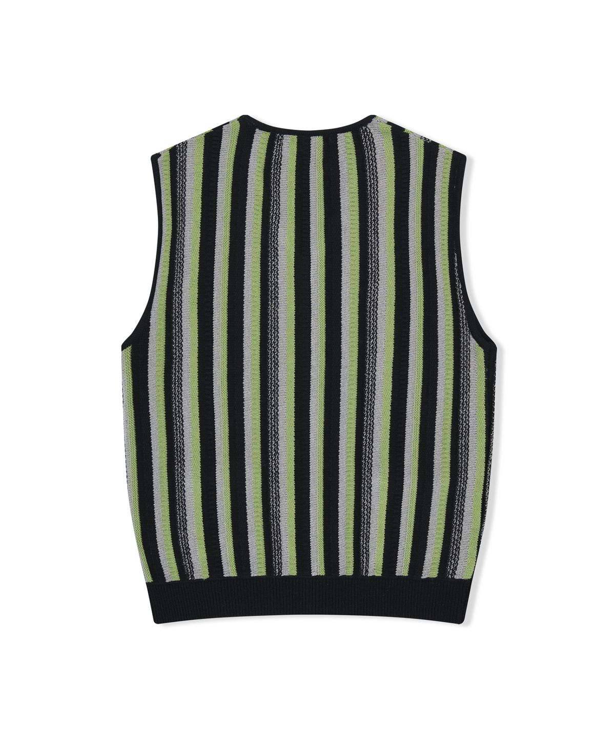 예스아이씨(YESEYESEE) Stripe Knit Zip-Up Vest Black