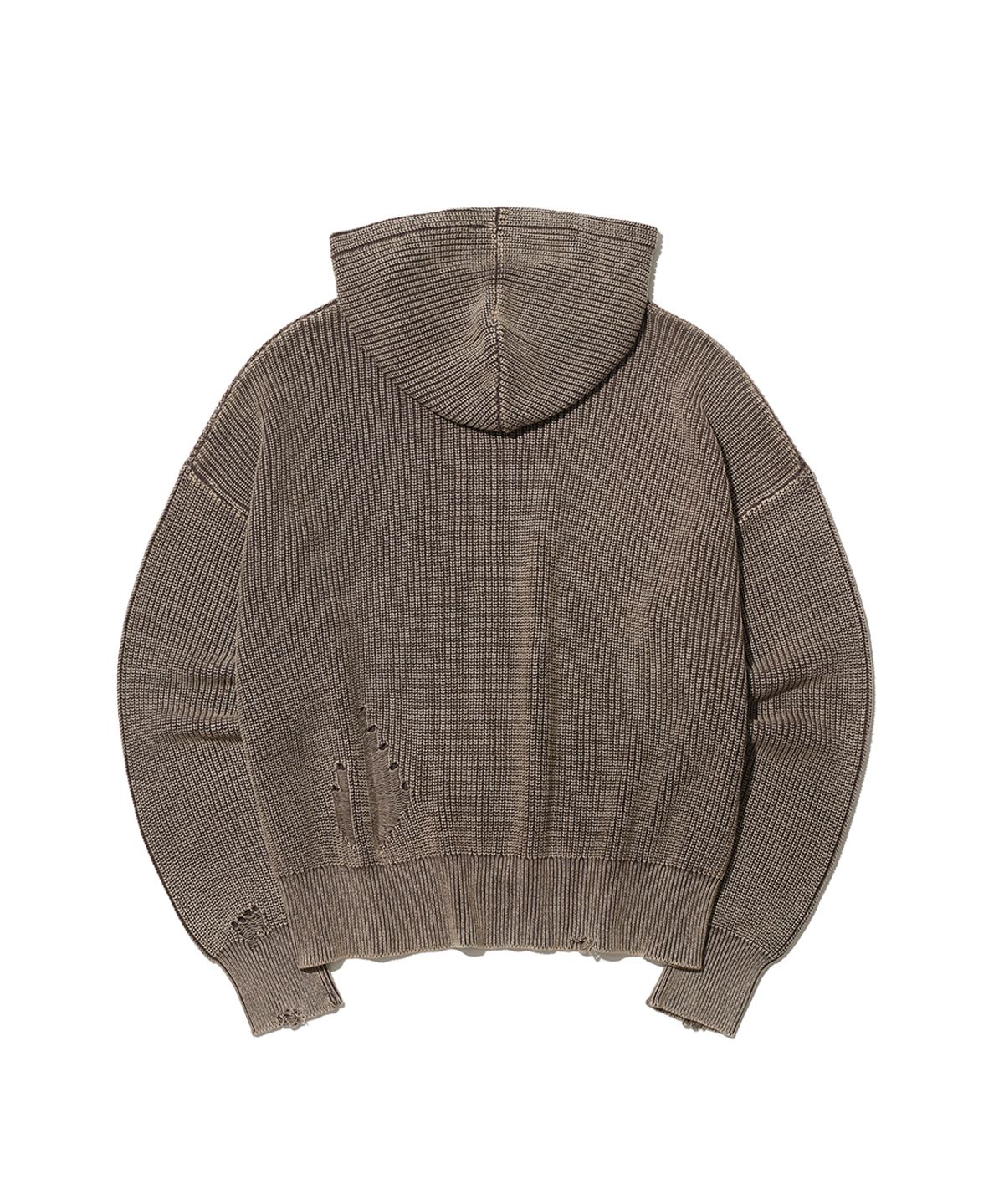 빅유니온(BIG UNION) DYING WASHED KNIT HOODIE / DARK BROWN