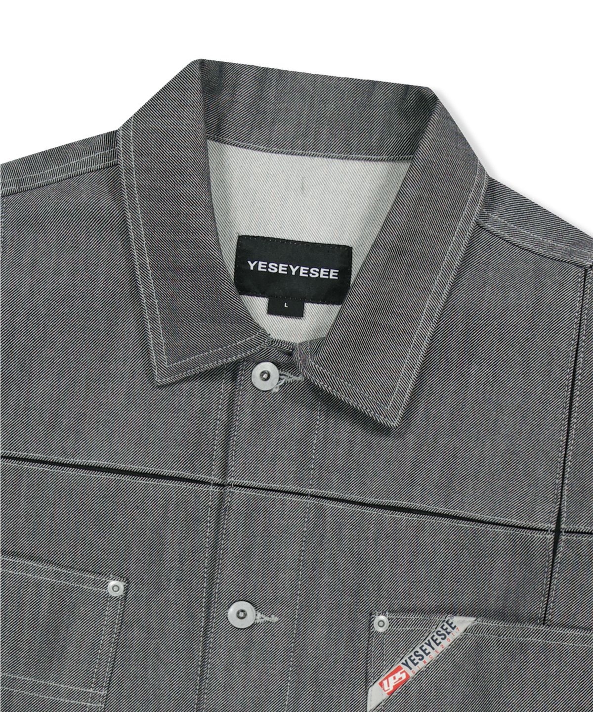 예스아이씨(YESEYESEE) Paneled Denim Jacket Silver