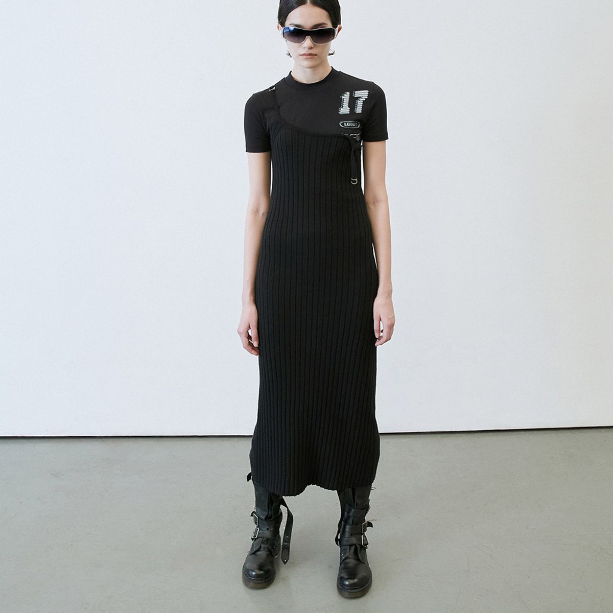 엘씨디씨티엠(LCDC™) SUSPENDERS RIBBED KNIT DRESS