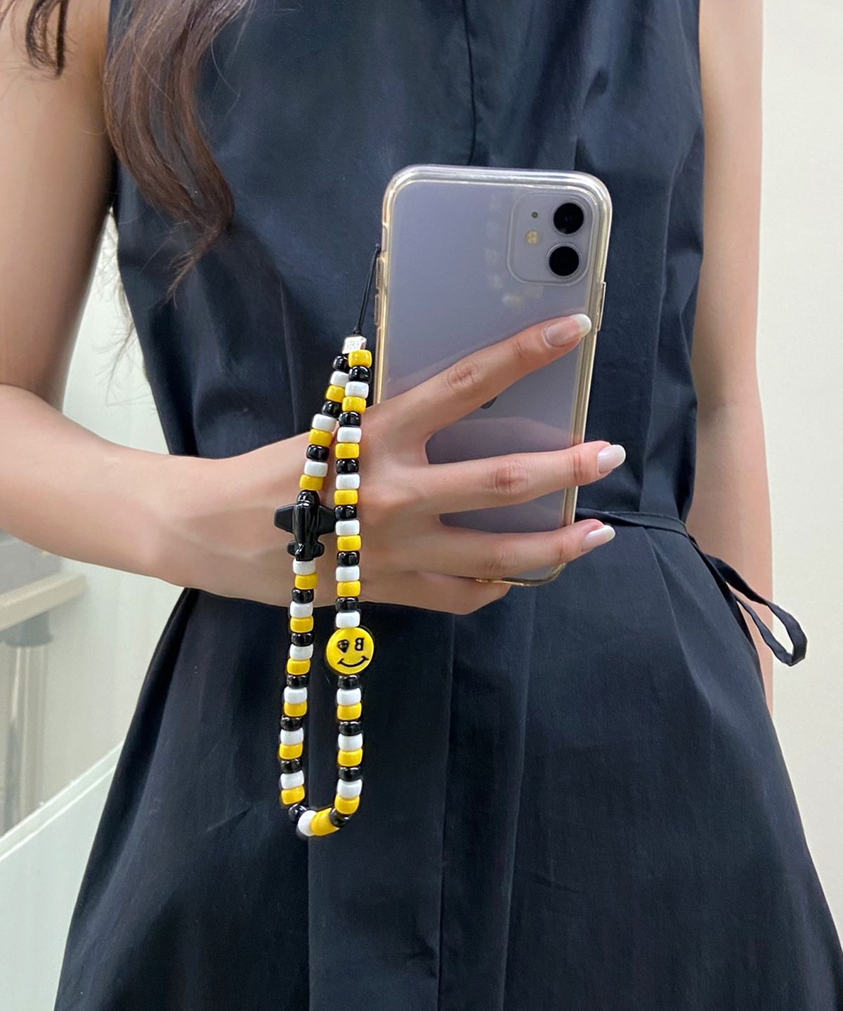 봉보(BONBEAU) Smile airplane cloud color beads strap 스마일 비행기 구름 비즈 폰 스트랩 핸드폰줄
