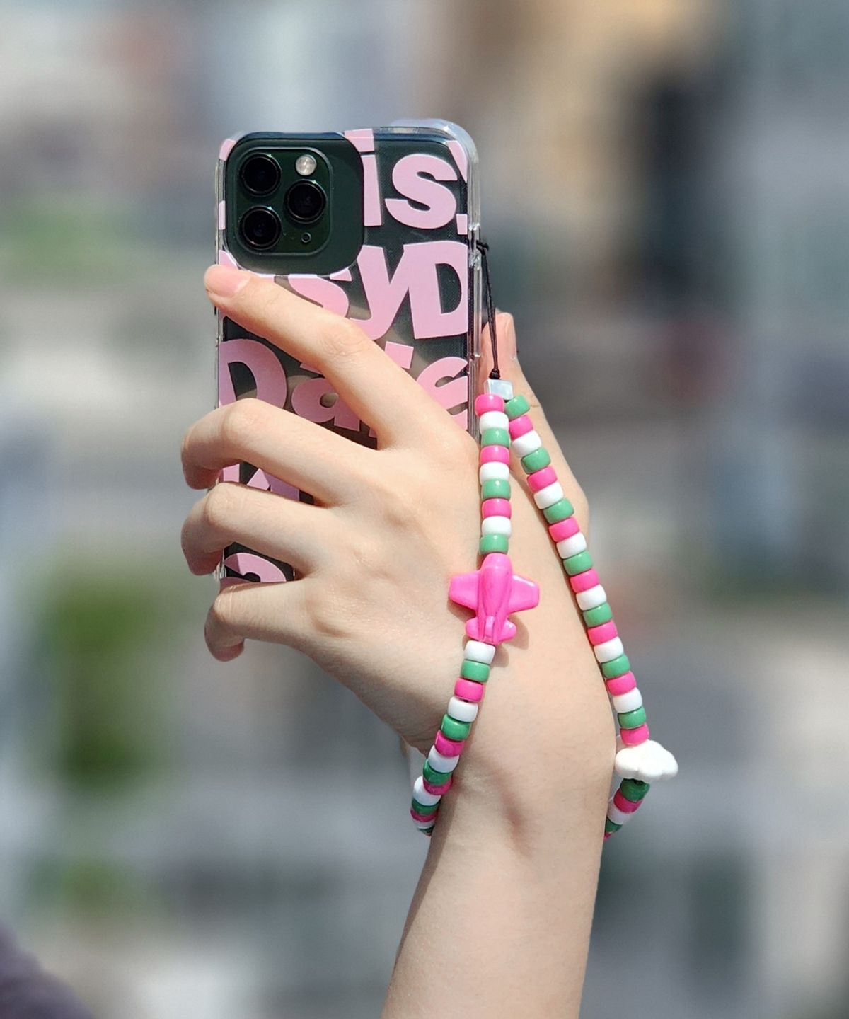 봉보(BONBEAU) Smile airplane cloud color beads strap 스마일 비행기 구름 비즈 폰 스트랩 핸드폰줄
