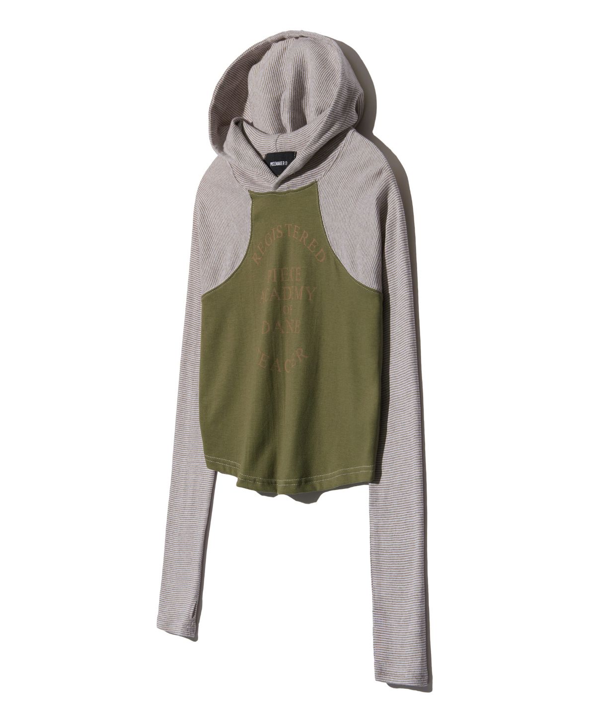 피스메이커(PIECE MAKER) SLEEVELESS STRIPE LIGHT HOODIE (KHAKI)