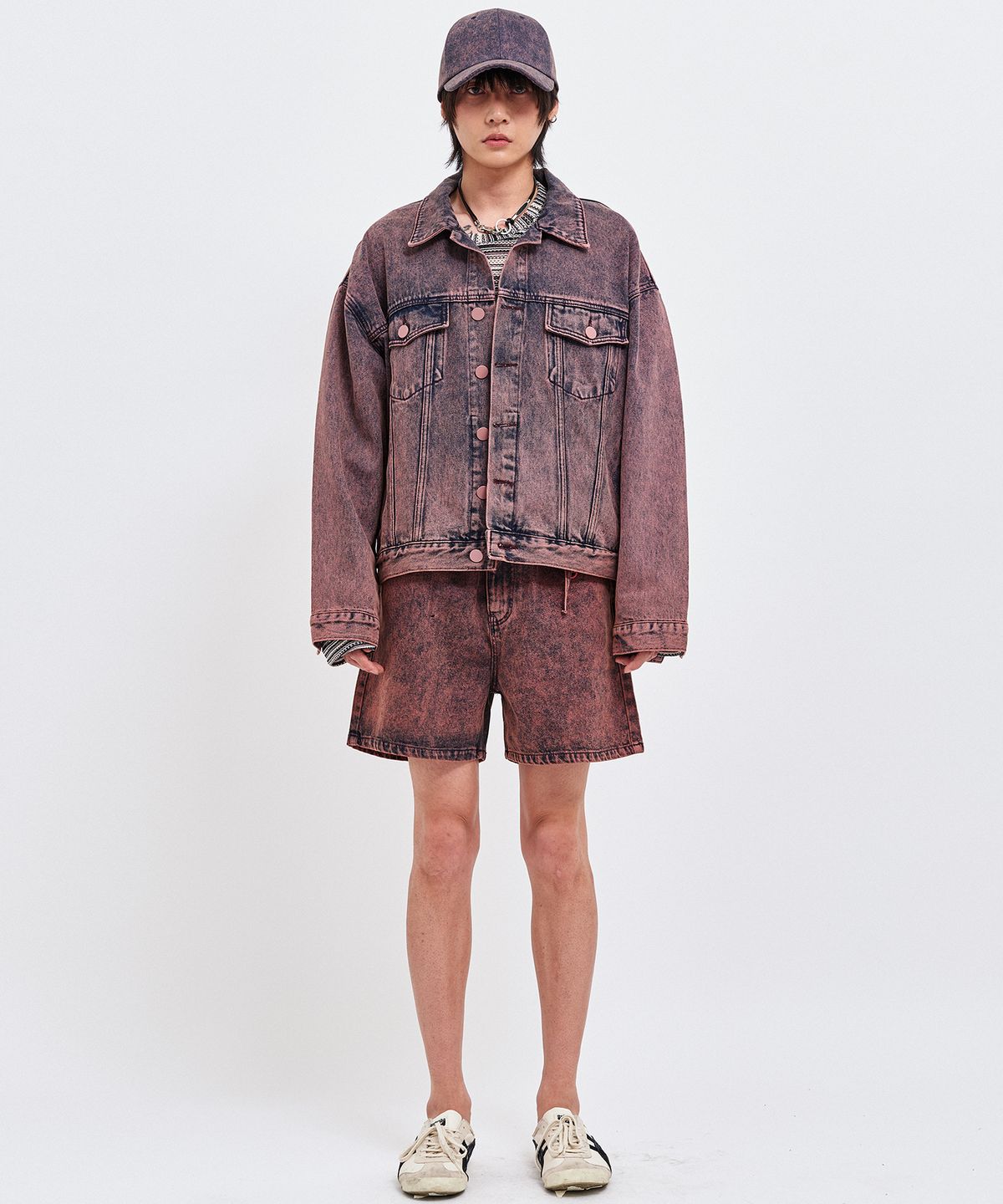 씨웨어 바이 더 지니어스(C WEAR BY THE GENIUS) 와인 오버사이즈 데님 자켓 세트