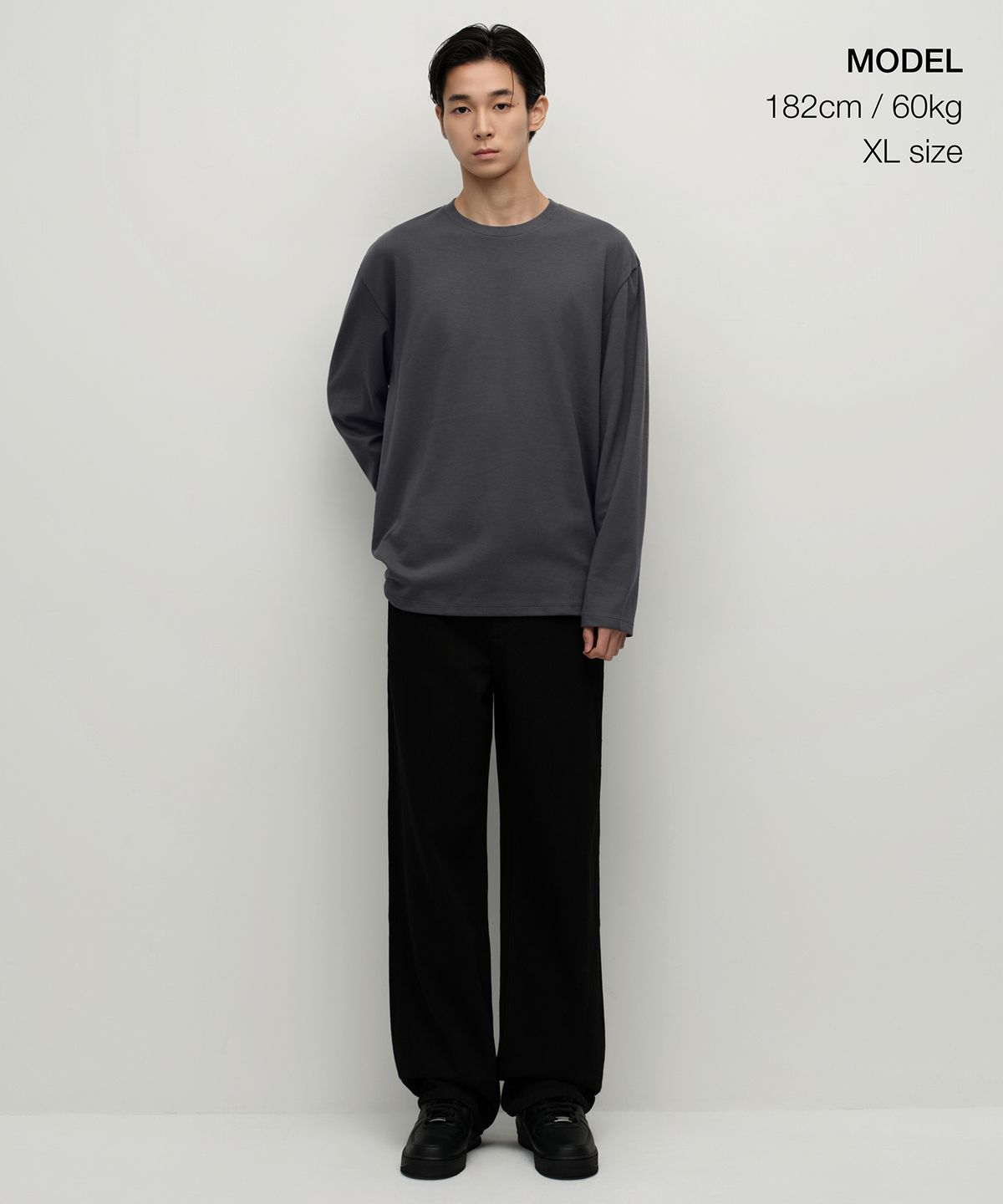 무신사 스탠다드(MUSINSA STANDARD) [힛탠다드] 크루 넥 긴소매 티셔츠 [건메탈]