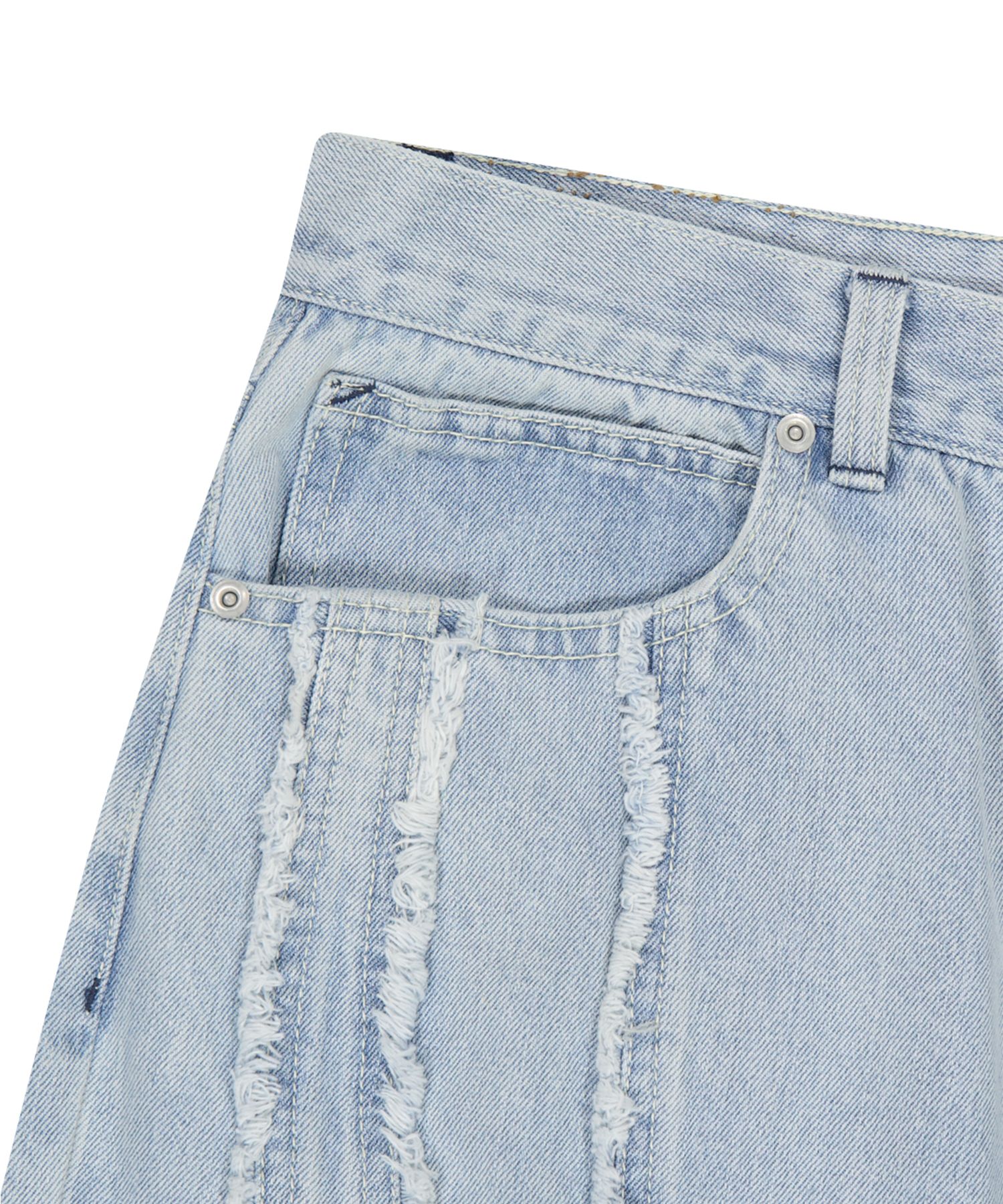 MUSINSA公式 | YESEYESEE Spiral Cut-Off Denim Pants Bleached